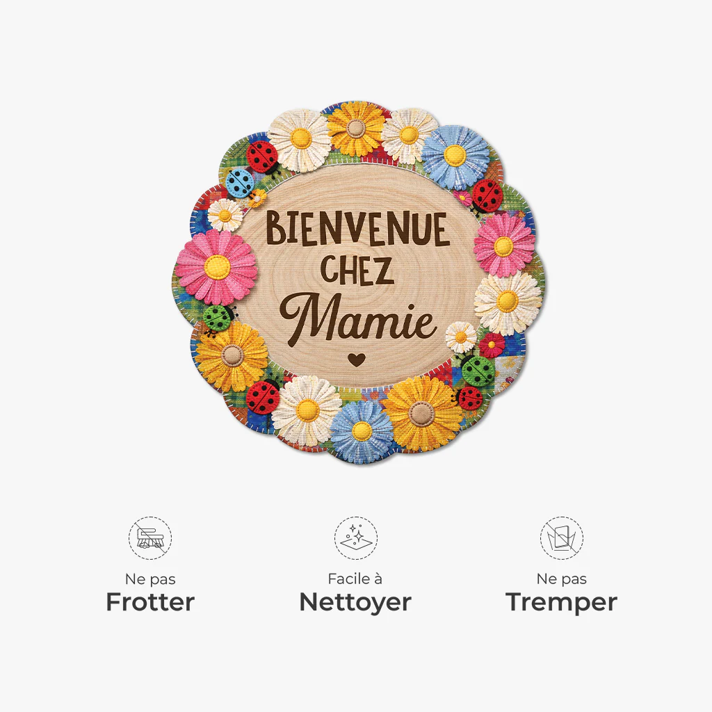 [Effet d'impression 3D] Paillasson Forme Originale Personnalisé - Bienvenue Chez Mamie Maman - Image 5