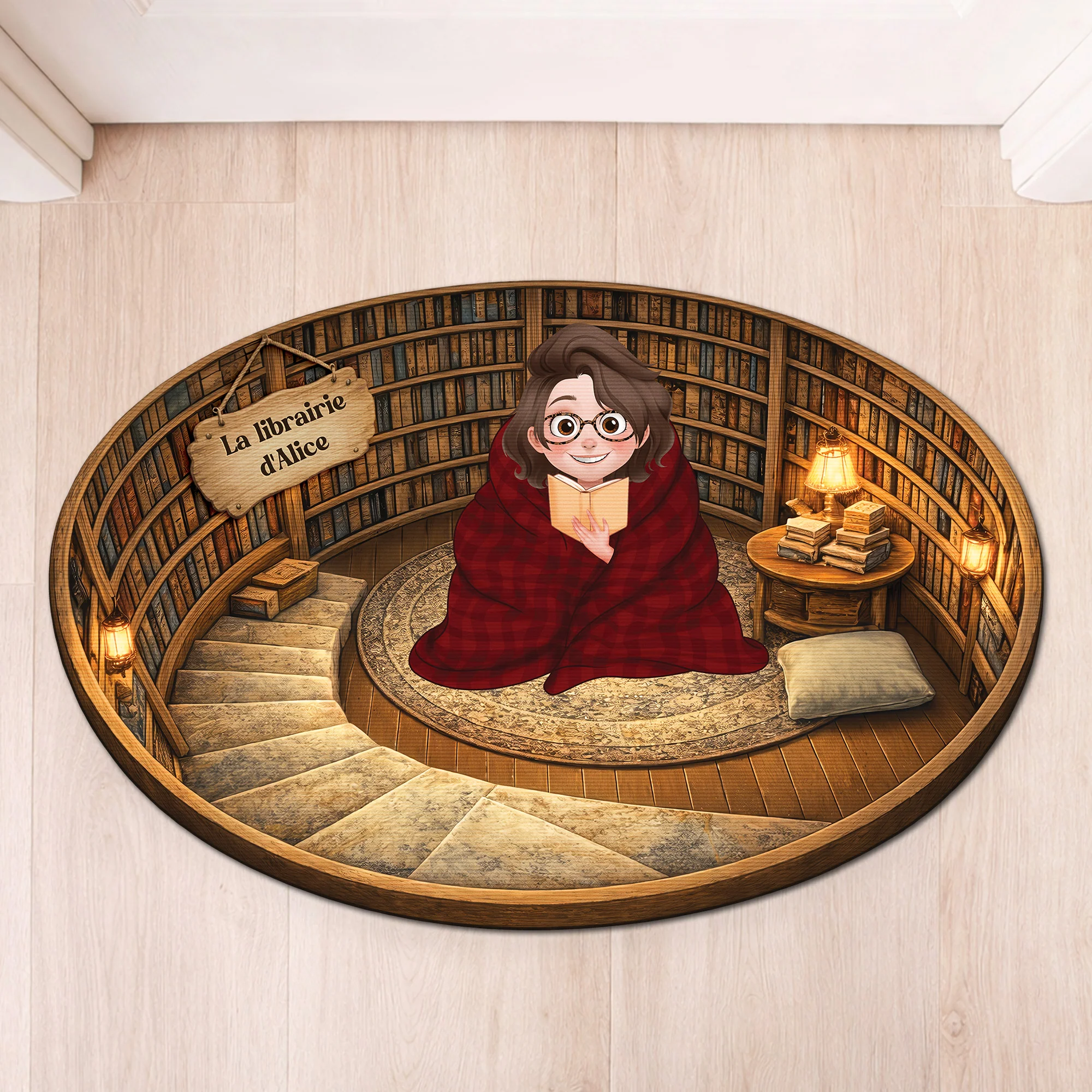 [Effet d'impression 3D] Paillasson Forme Originale Pour Fan De Livre - Cadeau Personnalisé Femme/Homme