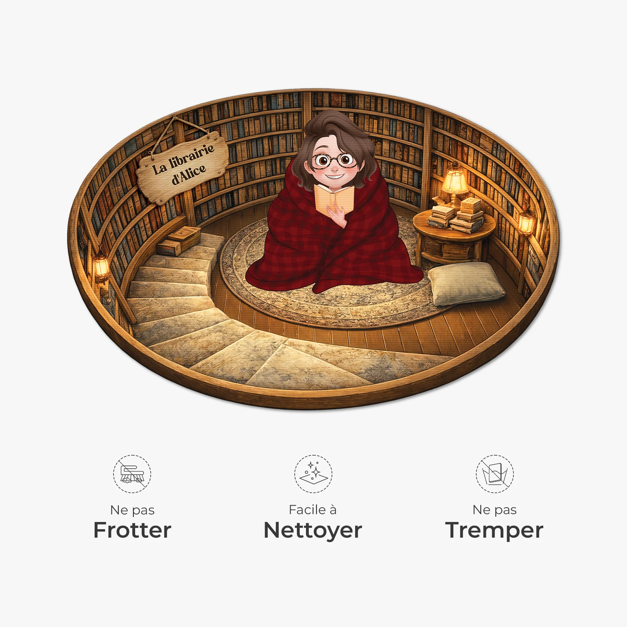 [Effet d'impression 3D] Paillasson Forme Originale Pour Fan De Livre - Cadeau Personnalisé Femme/Homme - Image 5