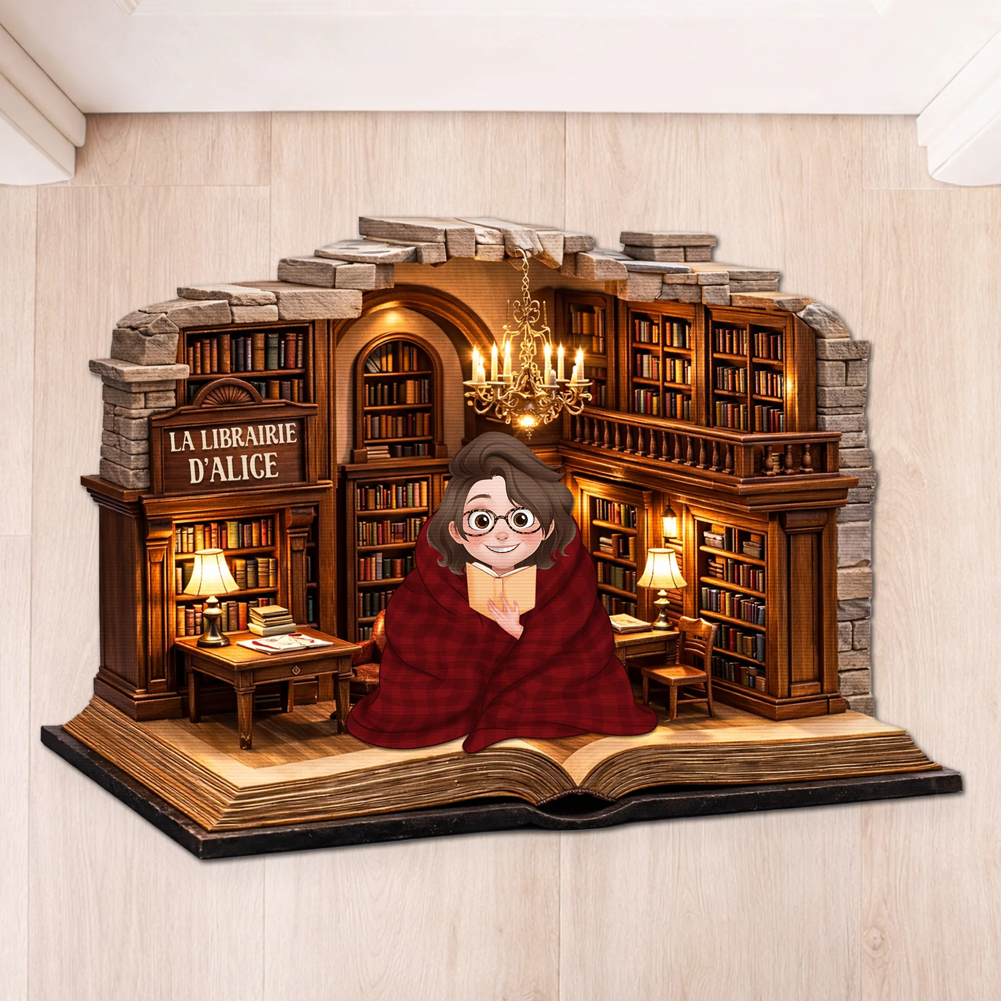 [Effet d'impression 3D] Paillasson Personnalisé Forme Originale Femme/Homme - Librairie Cadeau Fan De Livre