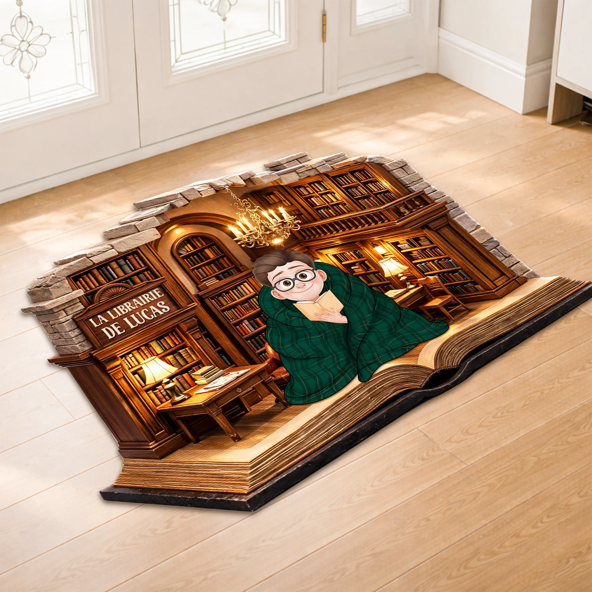 [Effet d'impression 3D] Paillasson Personnalisé Forme Originale Femme/Homme - Librairie Cadeau Fan De Livre - Image 2