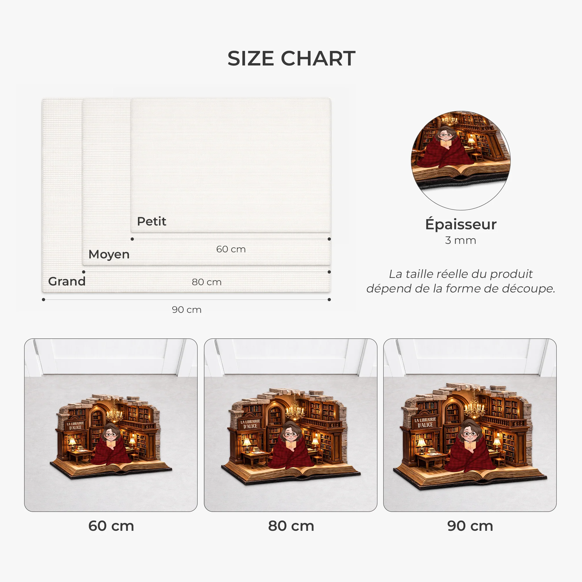 [Effet d'impression 3D] Paillasson Personnalisé Forme Originale Femme/Homme - Librairie Cadeau Fan De Livre - Image 3