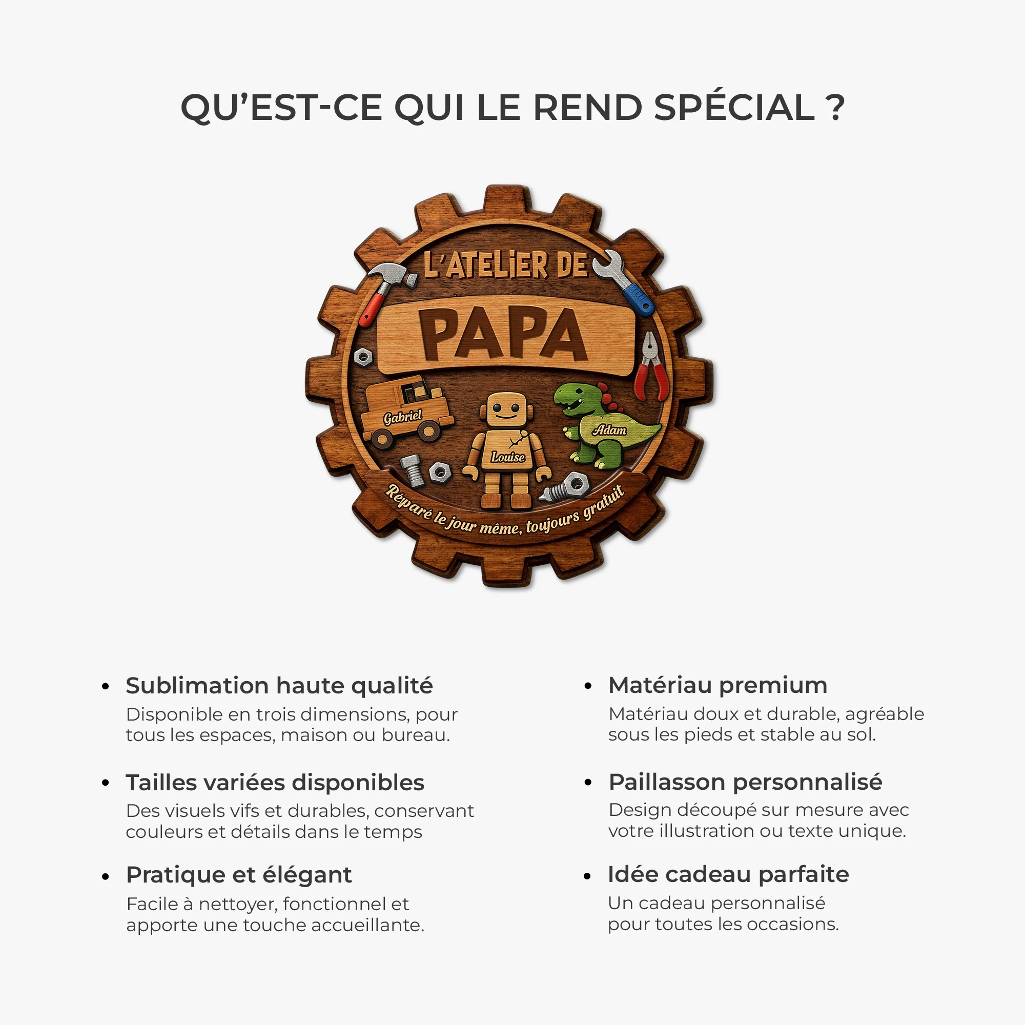 [Effet d'impression 3D] Paillasson Personnalisé À Forme Originale - Atelier De Papa Bricoleur - Image 6