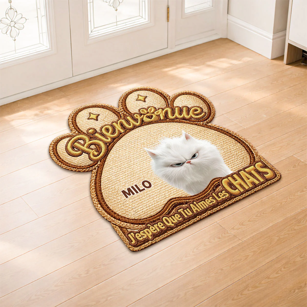 [Effet d'impression 3D] Paillasson Personnalisé Chat À Forme Originale - Aimer Les Chats - Image 2