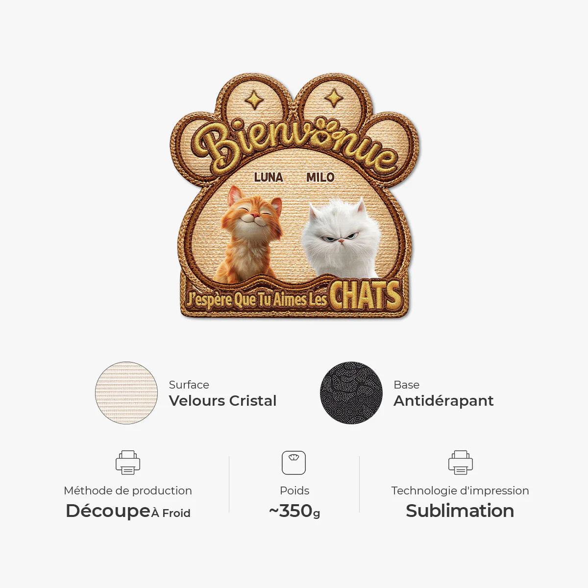 [Effet d'impression 3D] Paillasson Personnalisé Chat À Forme Originale - Aimer Les Chats - Image 4