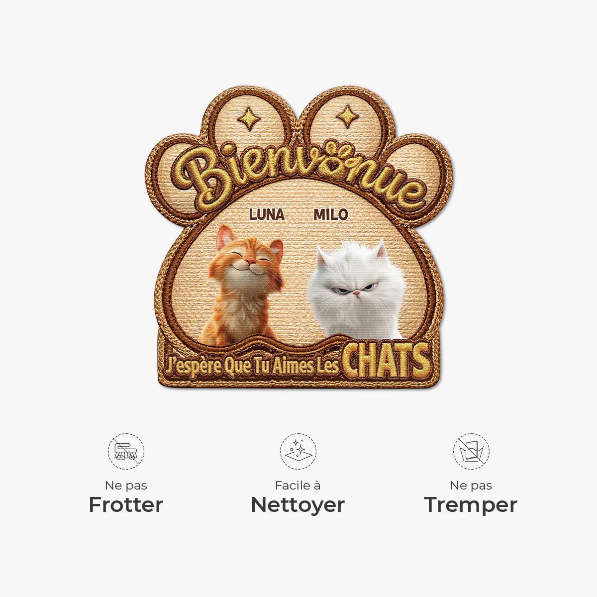 [Effet d'impression 3D] Paillasson Personnalisé Chat À Forme Originale - Aimer Les Chats - Image 5