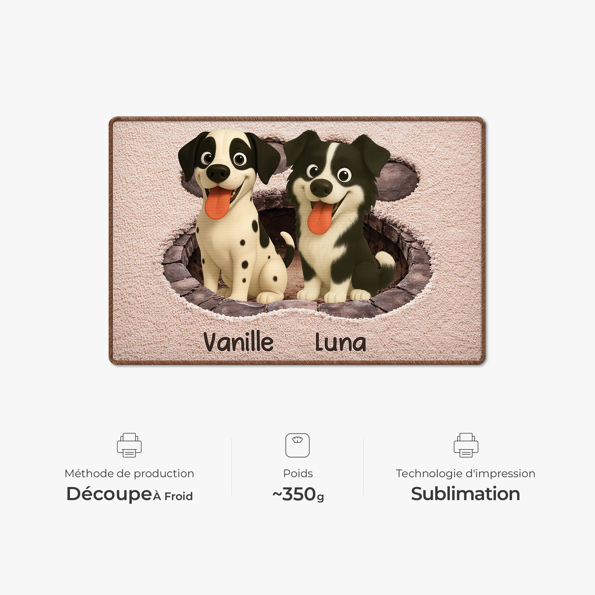 [Effet d'impression 3D] Paillasson Personnalisé Chien À Forme Découpée - Patte De Chien - Image 4