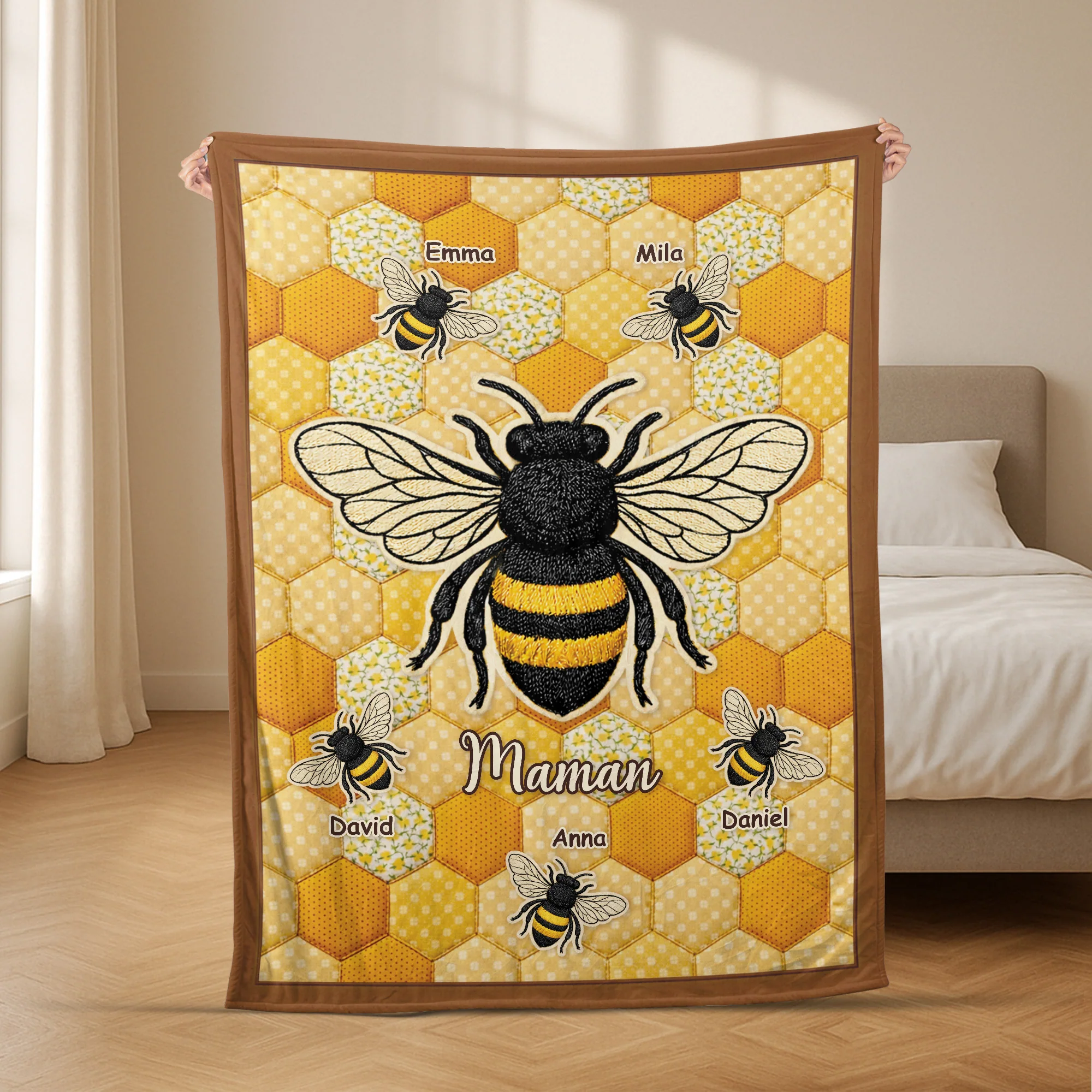 [Effet d'impression 3D] Plaid Personnalisé - Maman Mamie Abeille - Image 2