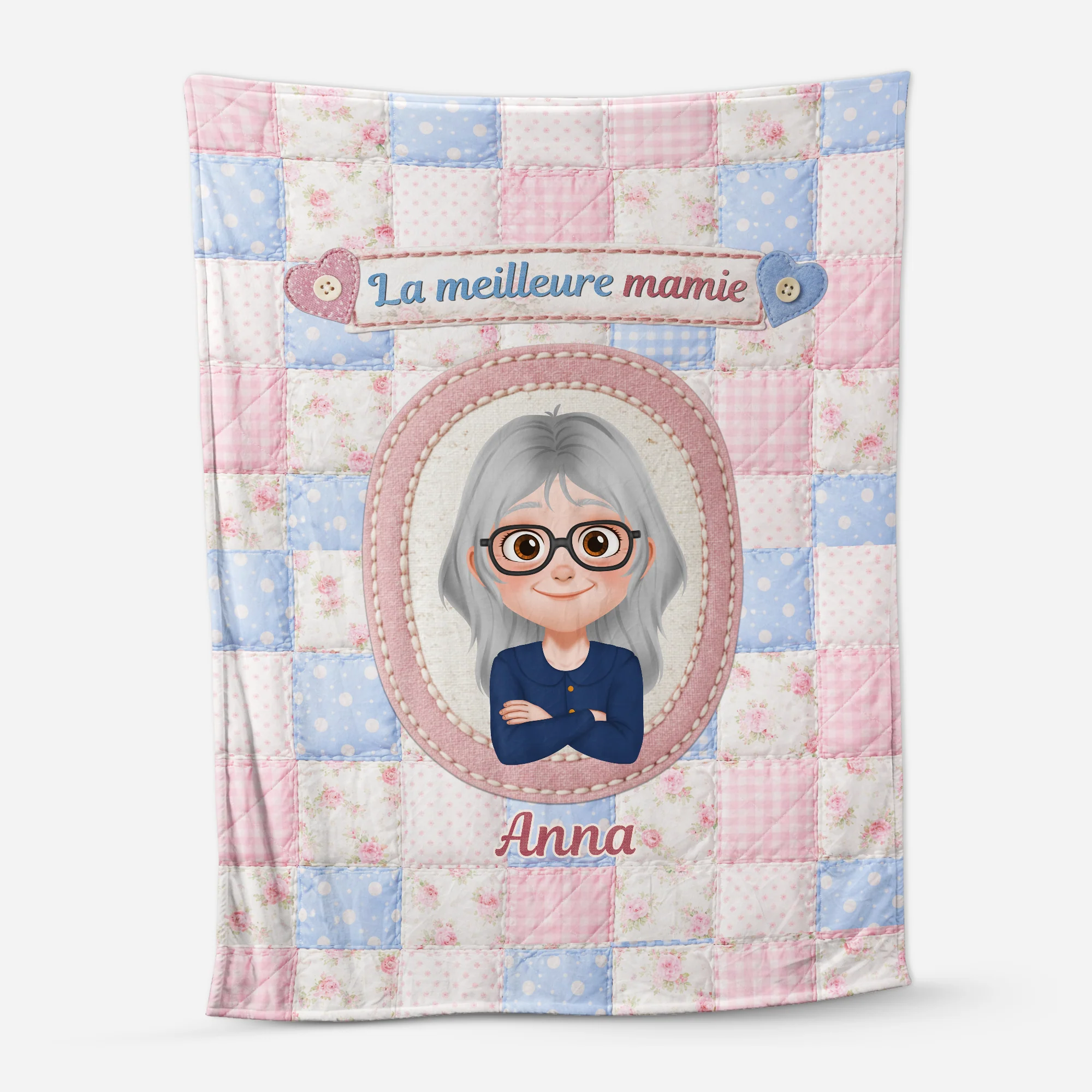 [Effet d'impression 3D] Plaid Personnalisé Photos | La Meilleure Maman Mamie Unique