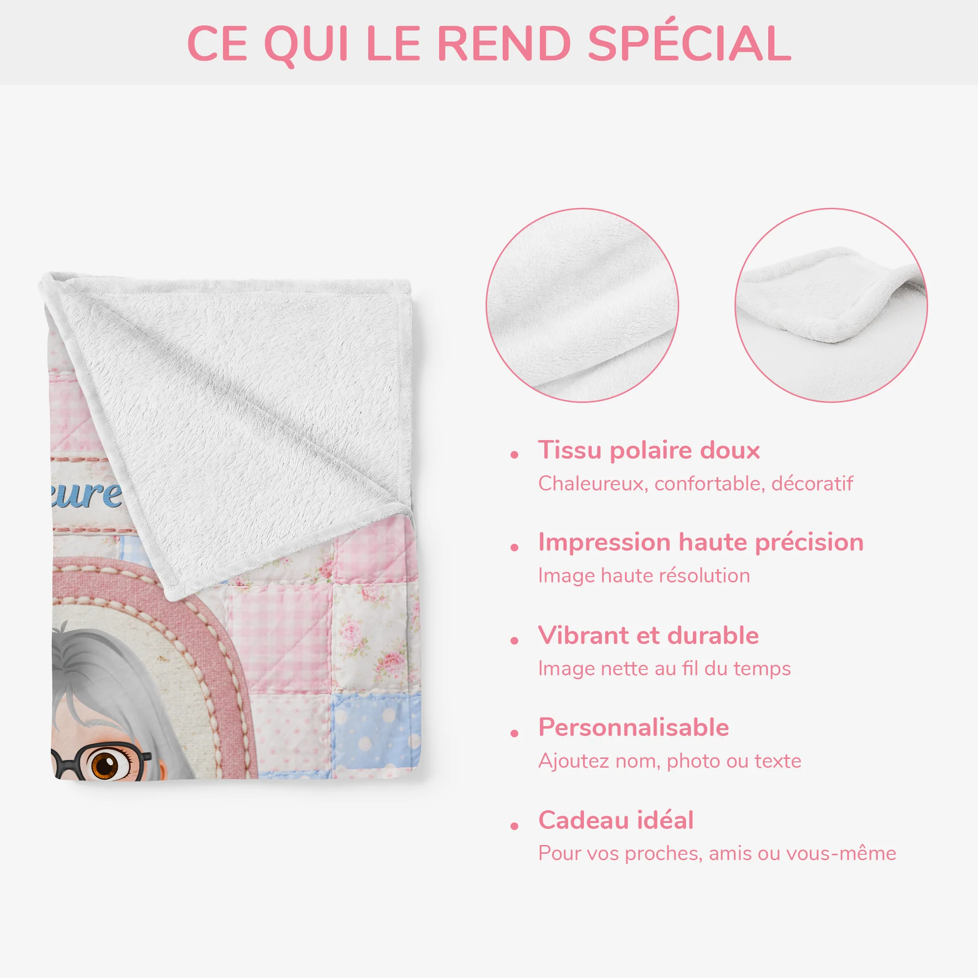 [Effet d'impression 3D] Plaid Personnalisé Photos | La Meilleure Maman Mamie Unique - Image 4