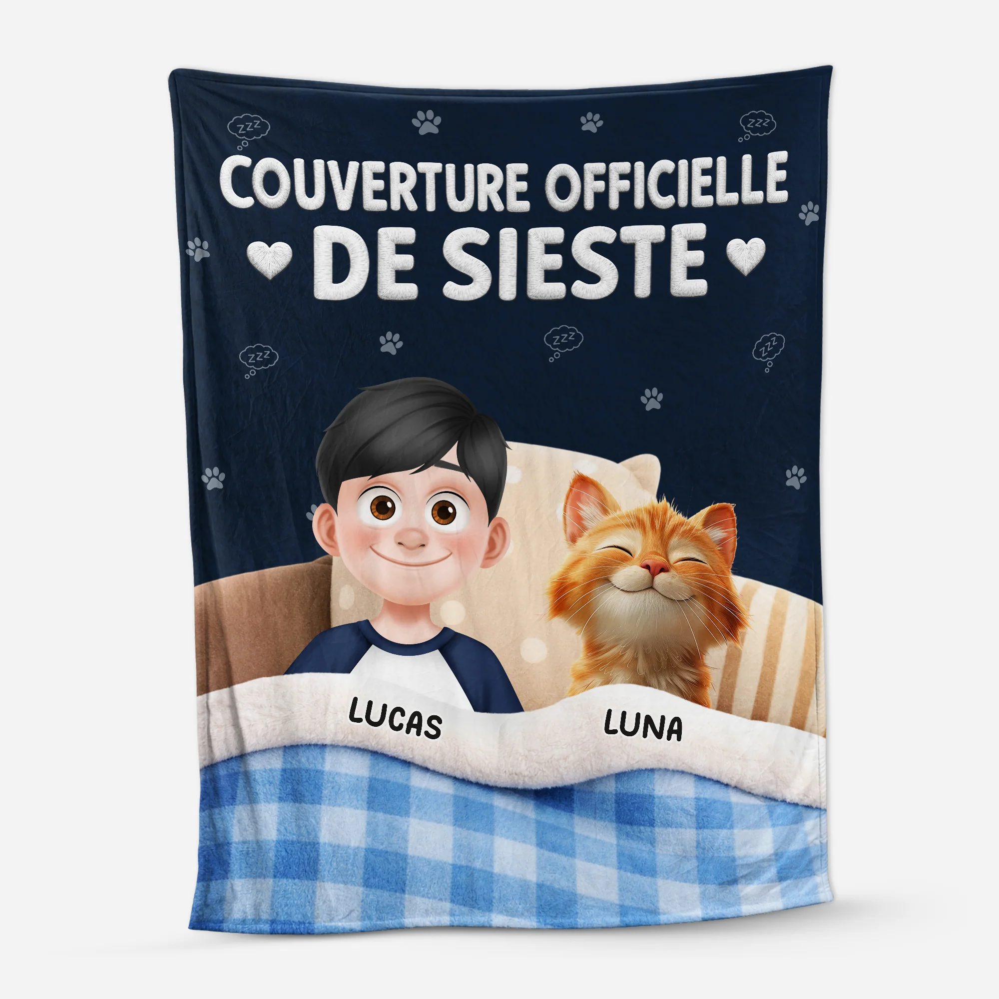 [Effet d'impression 3D] Plaid Polaire Personnalisable - Couverture Officielle Avec Chat