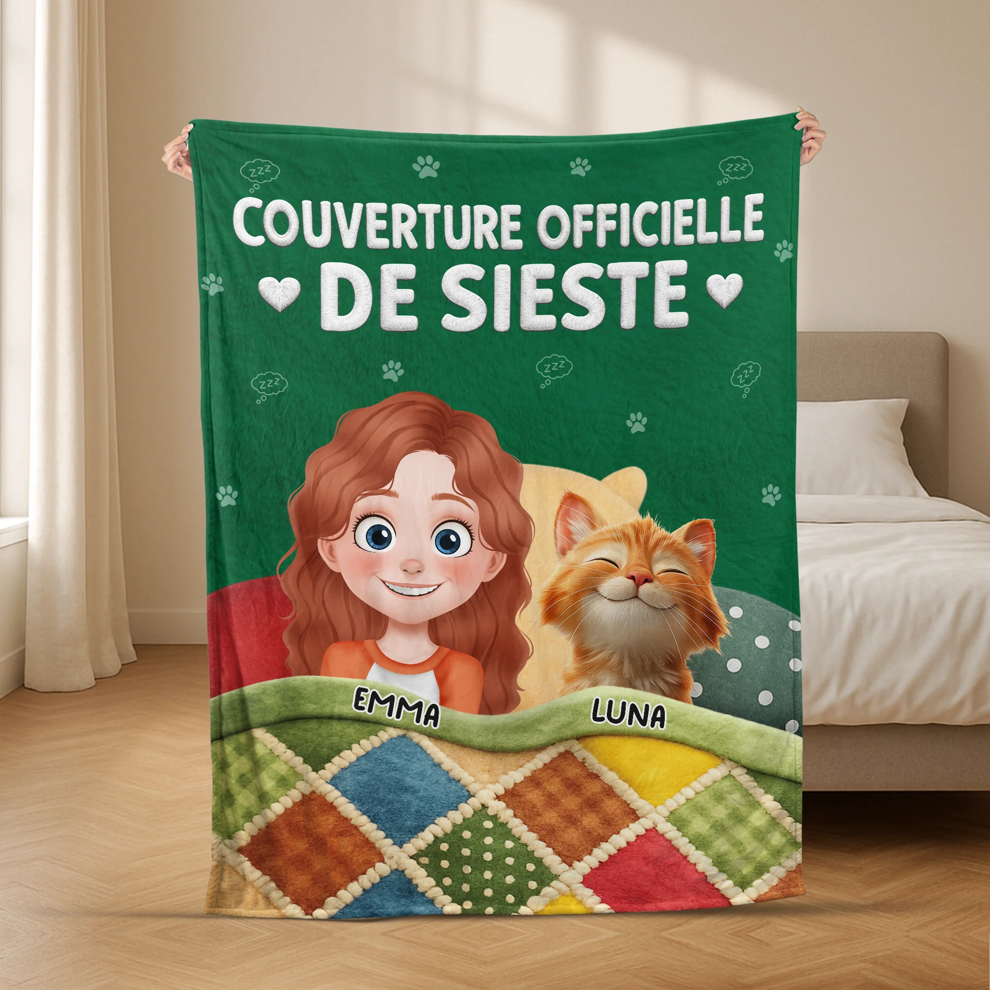 [Effet d'impression 3D] Plaid Polaire Personnalisable - Couverture Officielle Avec Chat - Image 2