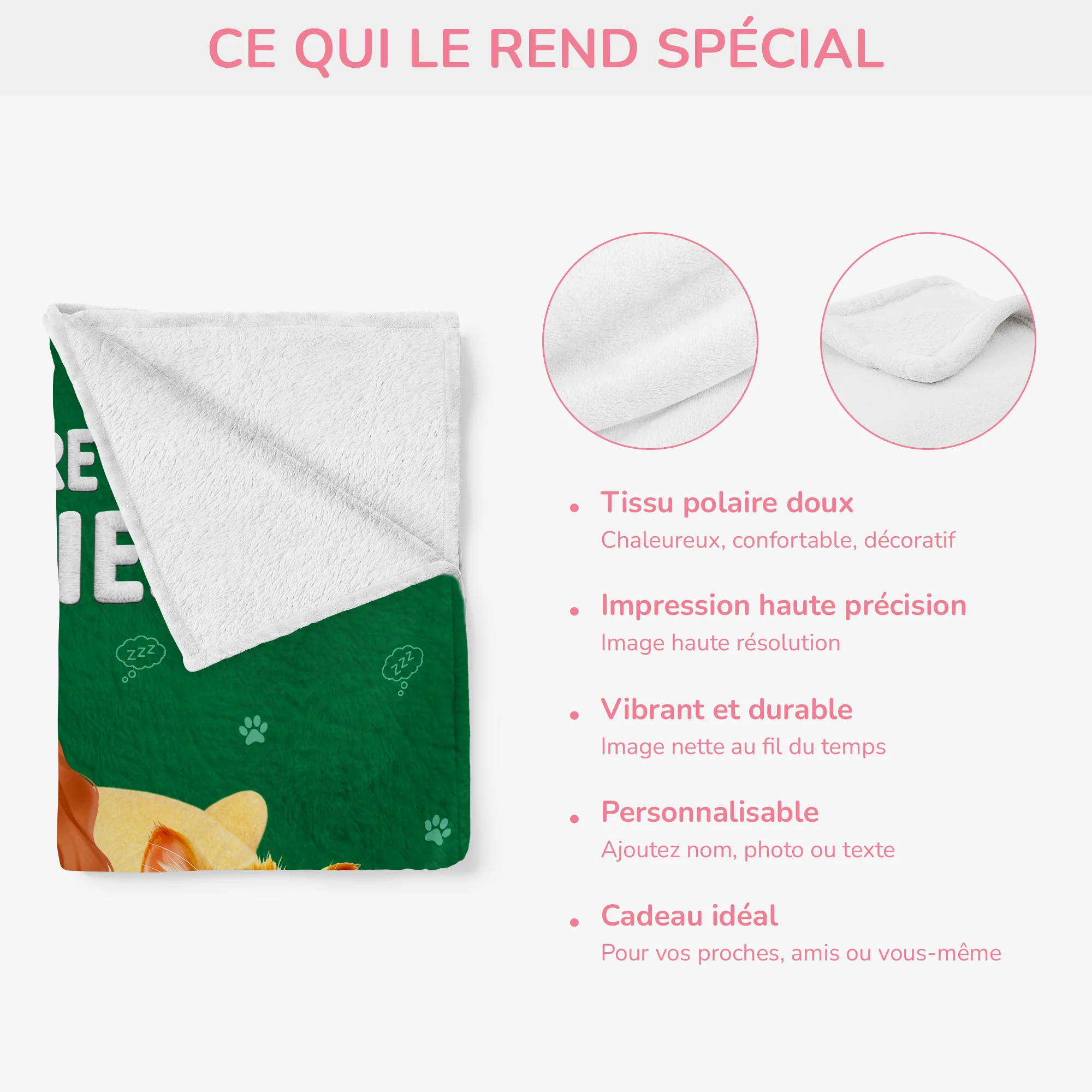 [Effet d'impression 3D] Plaid Polaire Personnalisable - Couverture Officielle Avec Chat - Image 4