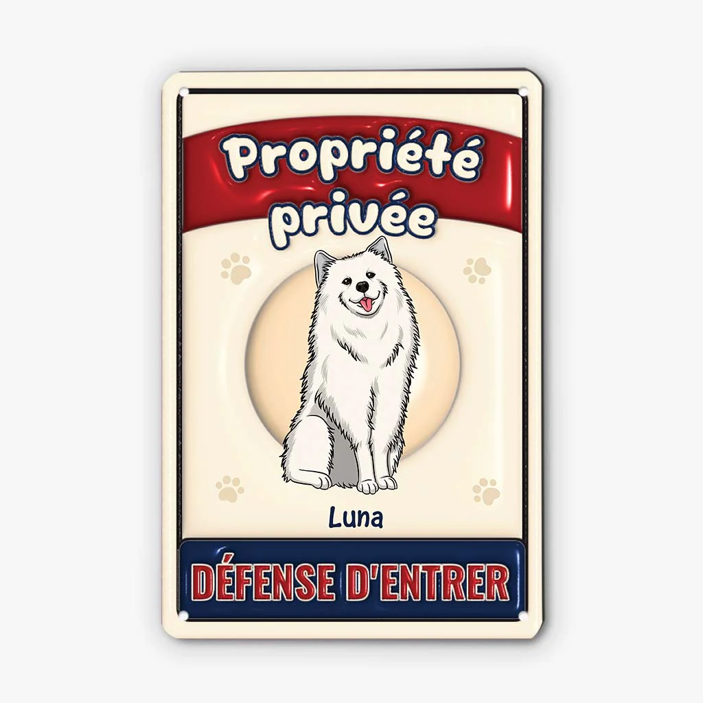 Plaque personnalisée pour chien – Propriété privée (3D effet)