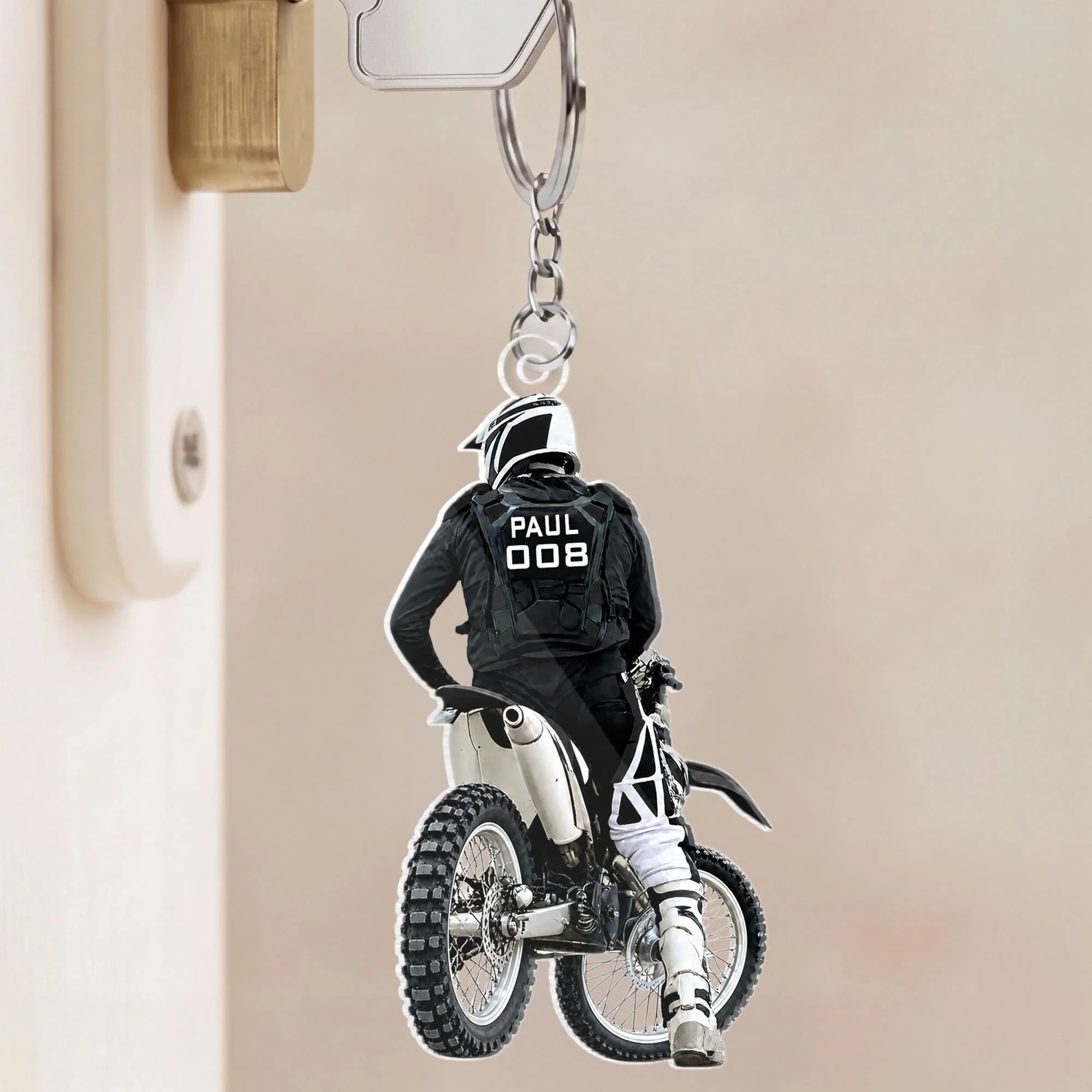 [Effet d'impression 3D] Porte Clés Personnalisé Acrylique - Cadeau Fan De Moto Cross - Image 2