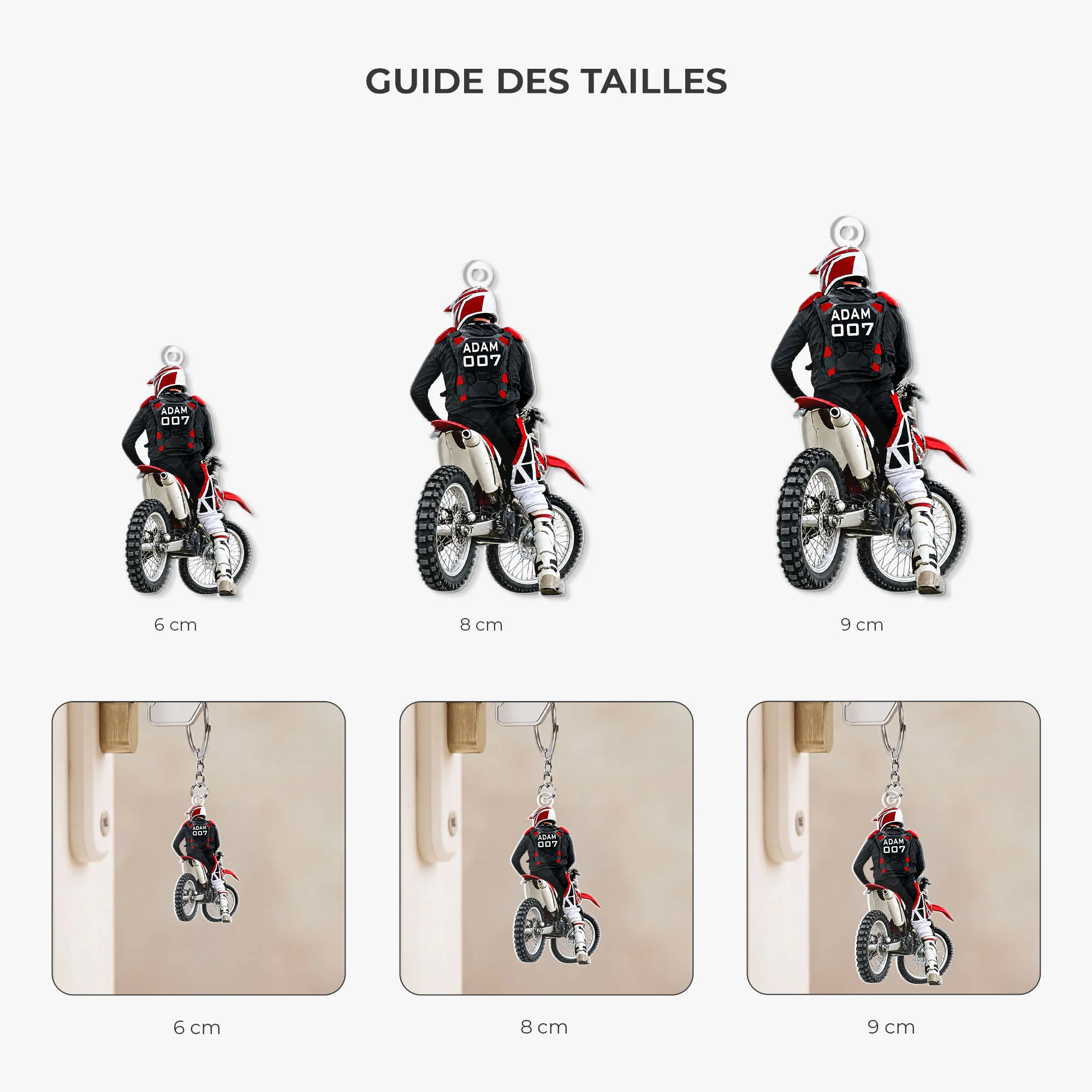 [Effet d'impression 3D] Porte Clés Personnalisé Acrylique - Cadeau Fan De Moto Cross - Image 3