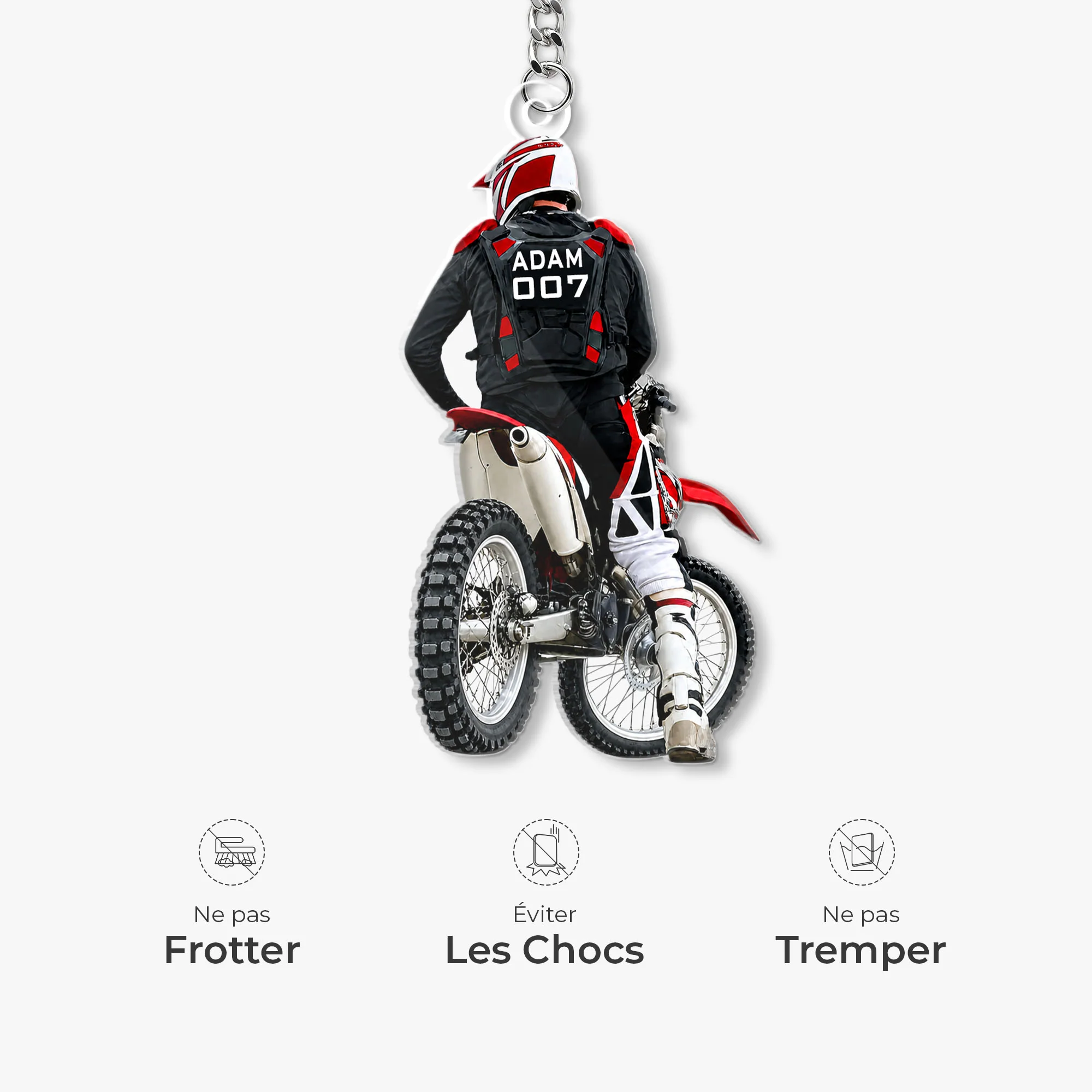 [Effet d'impression 3D] Porte Clés Personnalisé Acrylique - Cadeau Fan De Moto Cross - Image 6