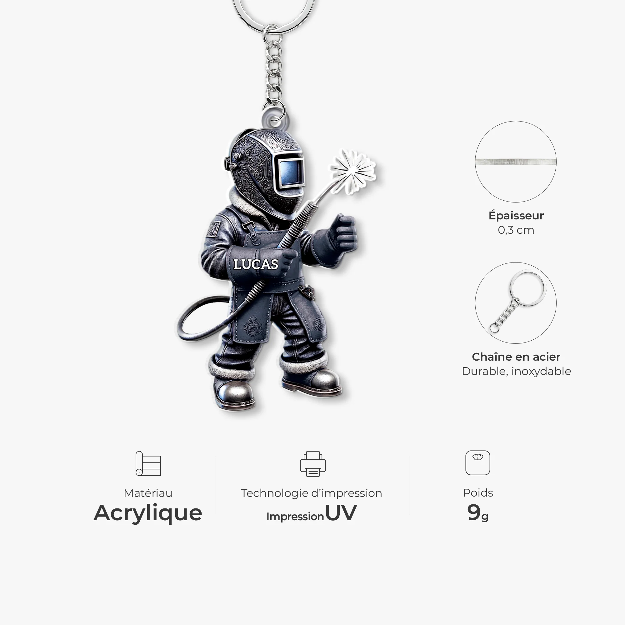 [Effet d'impression 3D] Porte Clés Personnalisé Acrylique - Cadeau Pour Soudeur - Image 4