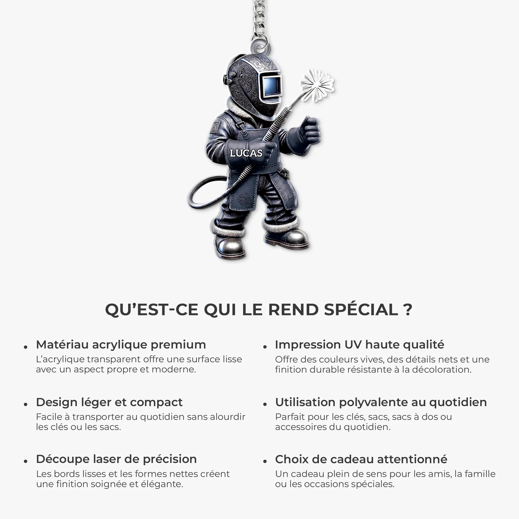 [Effet d'impression 3D] Porte Clés Personnalisé Acrylique - Cadeau Pour Soudeur - Image 6