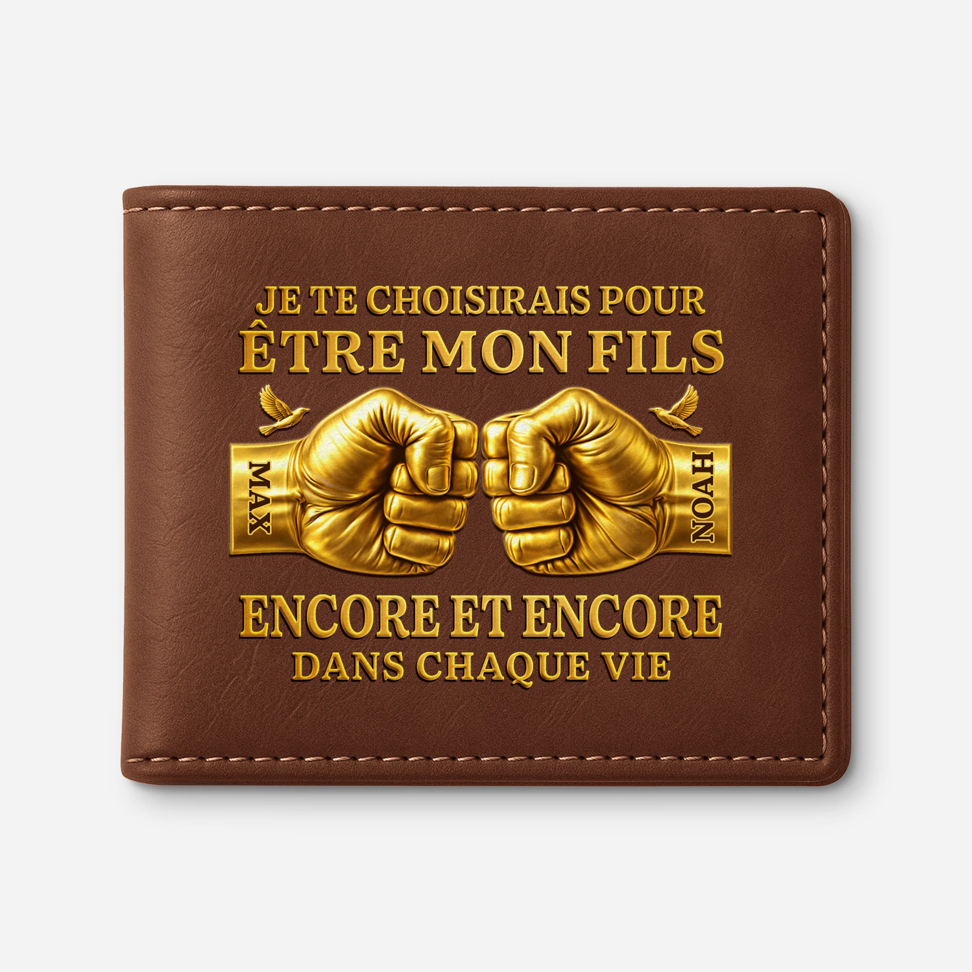 Portefeuille Cuir Personnalisé - Cadeau Papa / Papy - Effet 3D