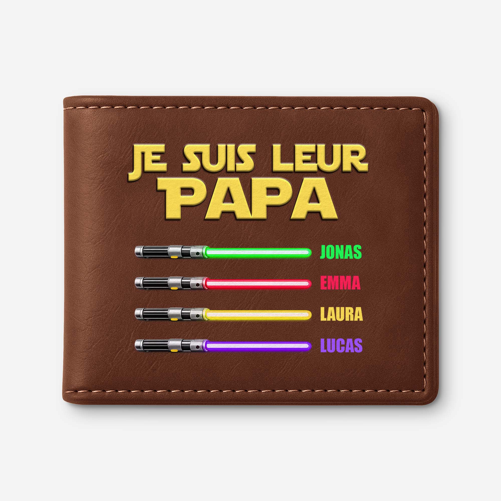 [Effet d'impression 3D] Portefeuille Cuir Personnalisé Homme - La Bande À Papa Papy