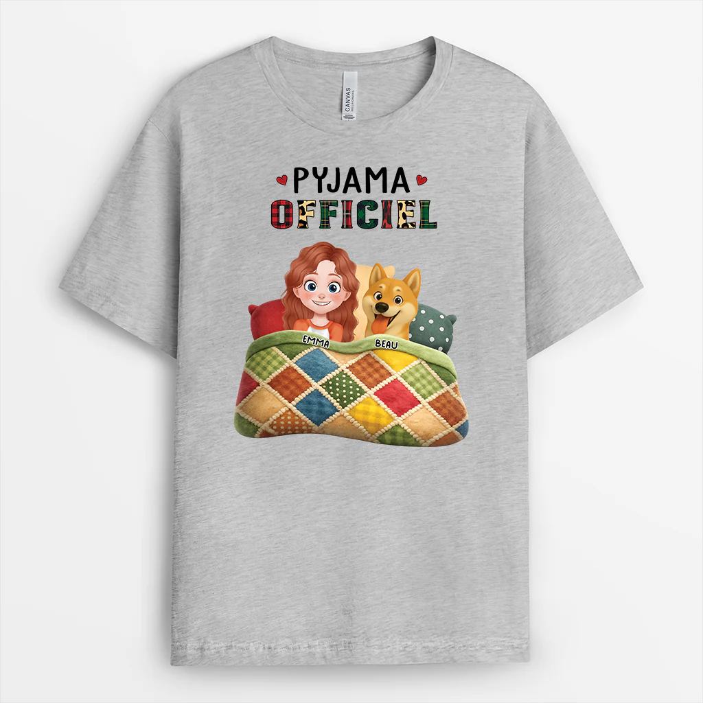 [Effet d'impression 3D] T-shirt Personnalisé Chien - Pyjama Officiel Du Sommeil - Image 2