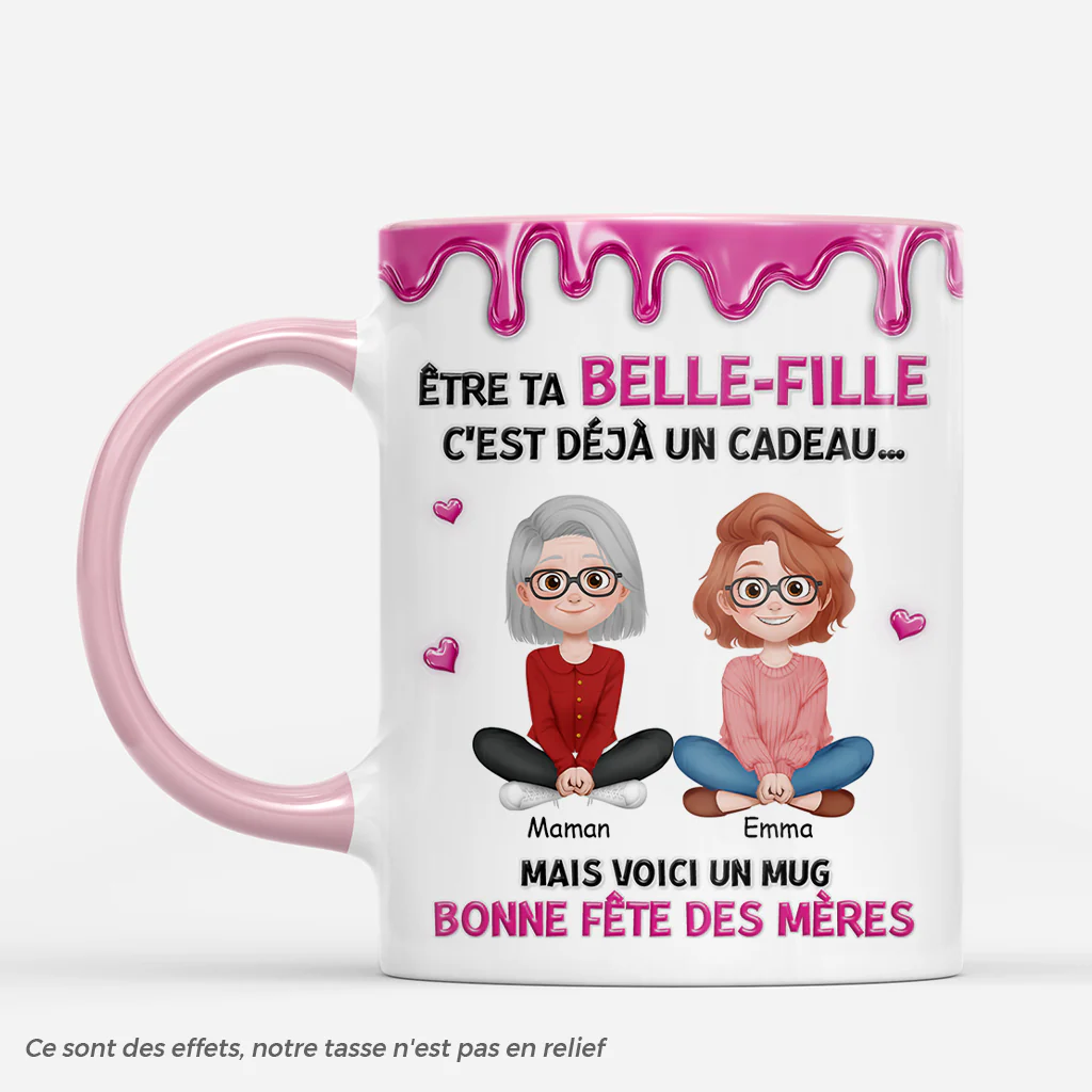 [Effet d'impression 3D] Tasse Personnalisée Fête Des Mères - Cadeau De Fille/Fils/Belle-fille/Beau-fils