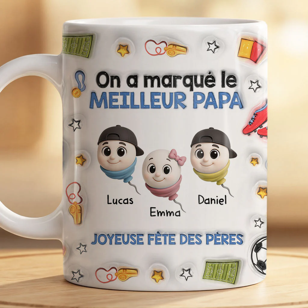 [Effet d'impression 3D] Tasse Personnalisée Fête Des Pères Drôle - Marquer Le Meilleur Papa - Image 2