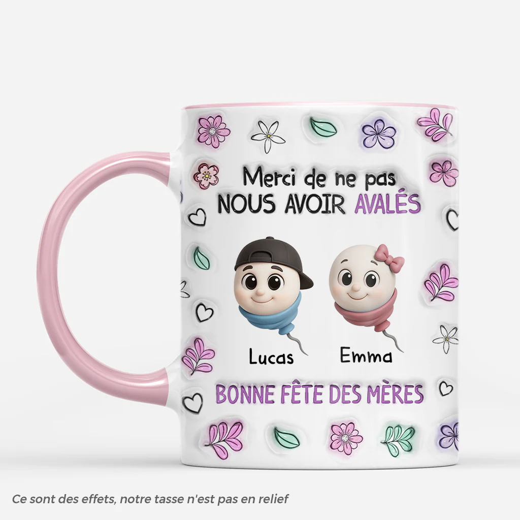 [Effet d'impression 3D] Tasse Personnalisée Maman Papa Humour - Merci De Ne Pas Nous Avoir Avalés