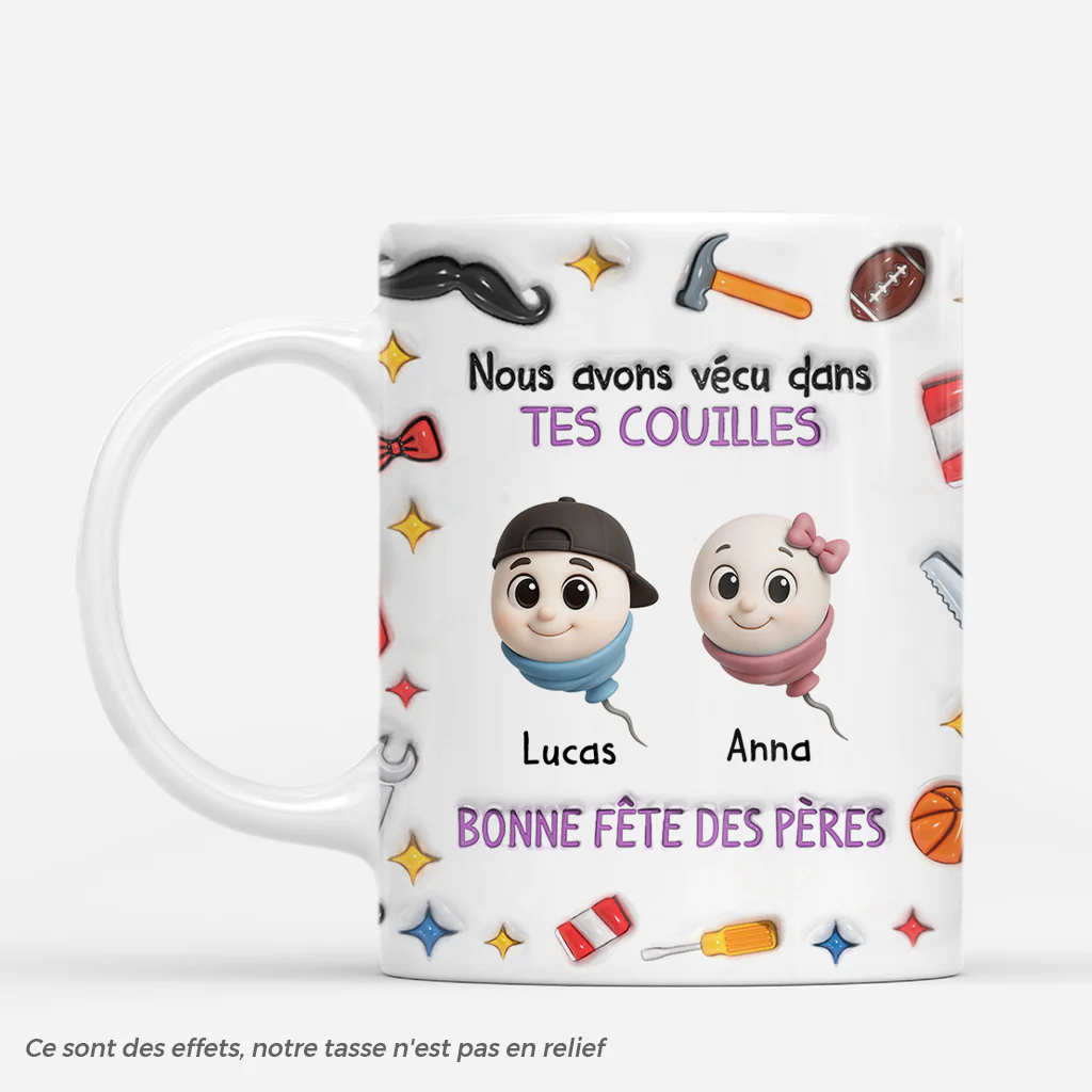 [Effet d'impression 3D] Tasse Personnalisée Papa Et Maman - Bonne Fête Des Pères Cadeau