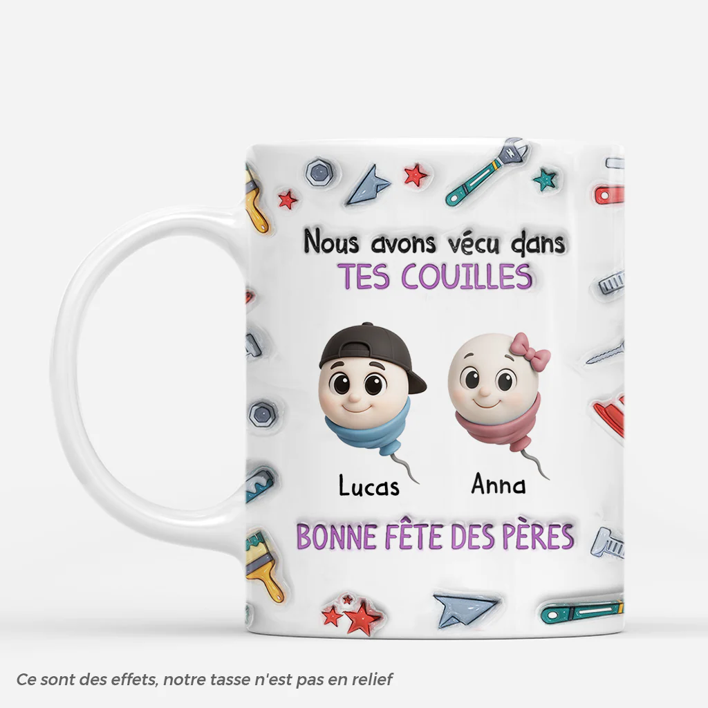 [Effet d'impression 3D] Tasse Personnalisée Papa Maman - Merci De Ne Pas M’avoir Avalé