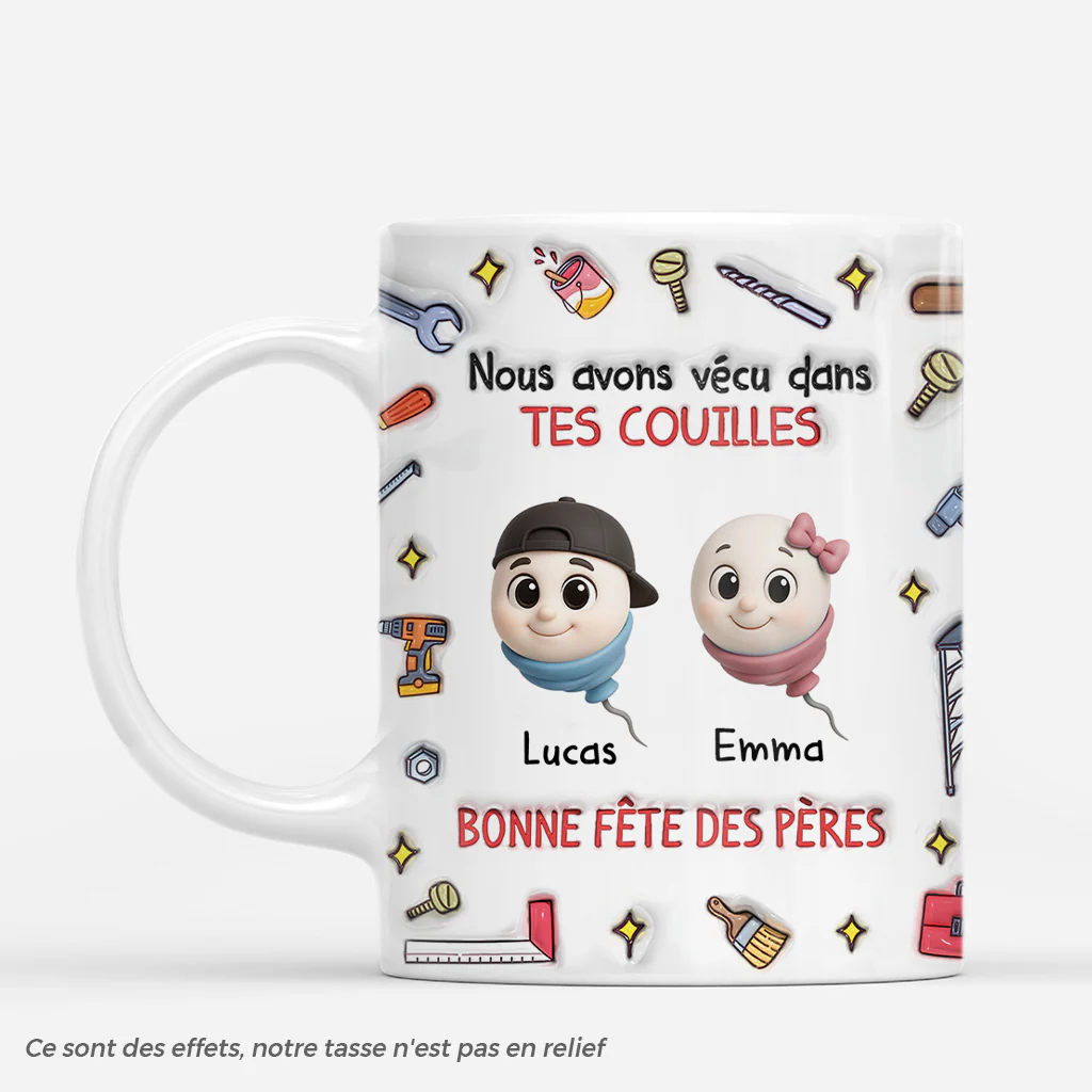 [Effet d'impression 3D] Mug Personnalisé Papa Maman Humour - Bonne Fêtes Des Pères