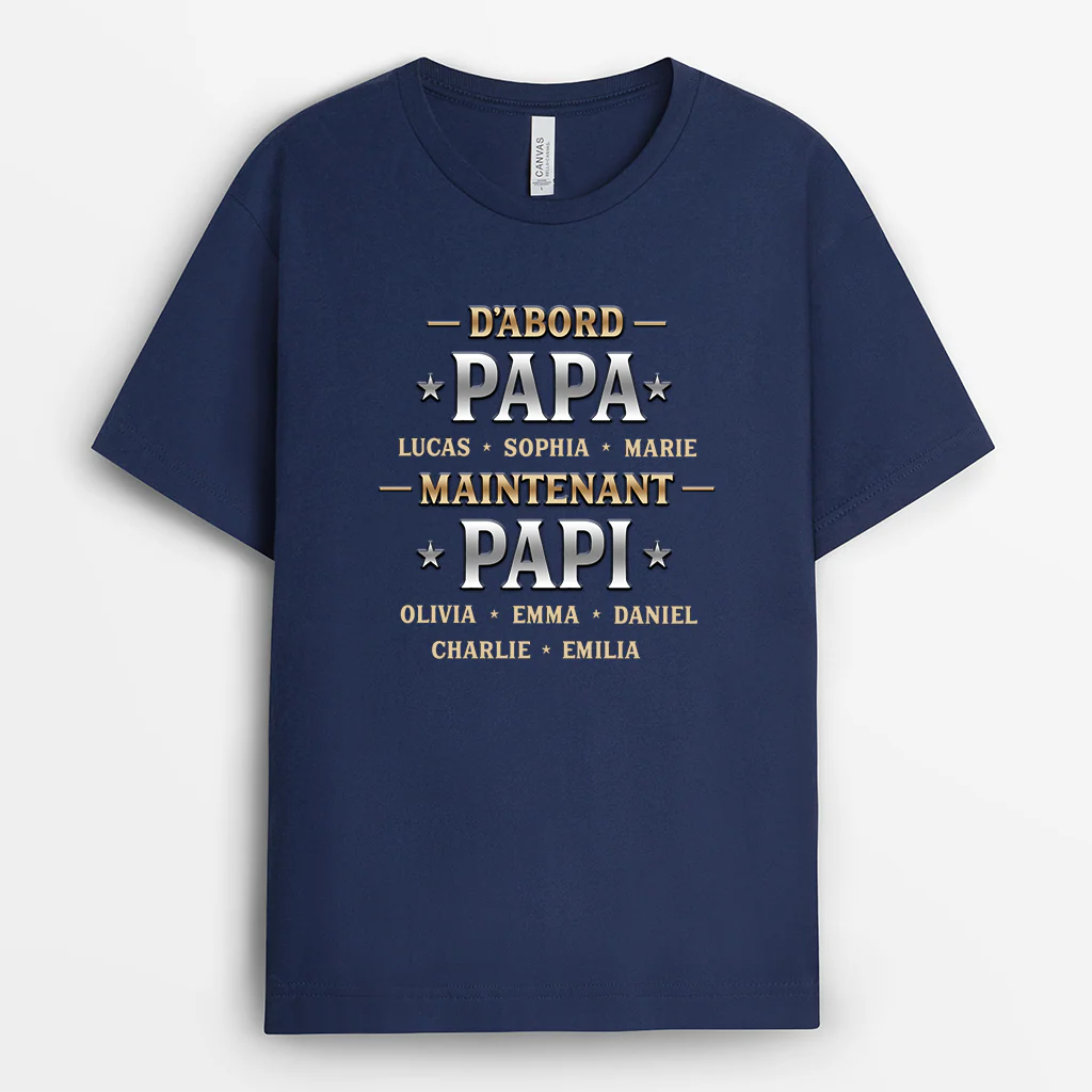 [Effet d'impression 3D] Tee Shirt Personnalisé Homme - D'abord Papa Ensuite Papy - Image 2