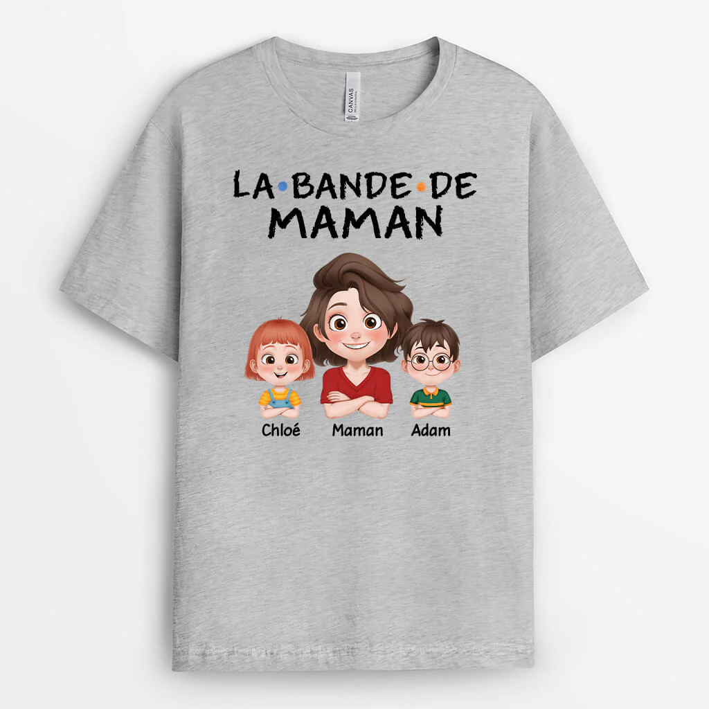 [Effet d'Impression 3D]Tee Shirt Personnalisé Maman - La Bande À Maman | Design Cartoon
