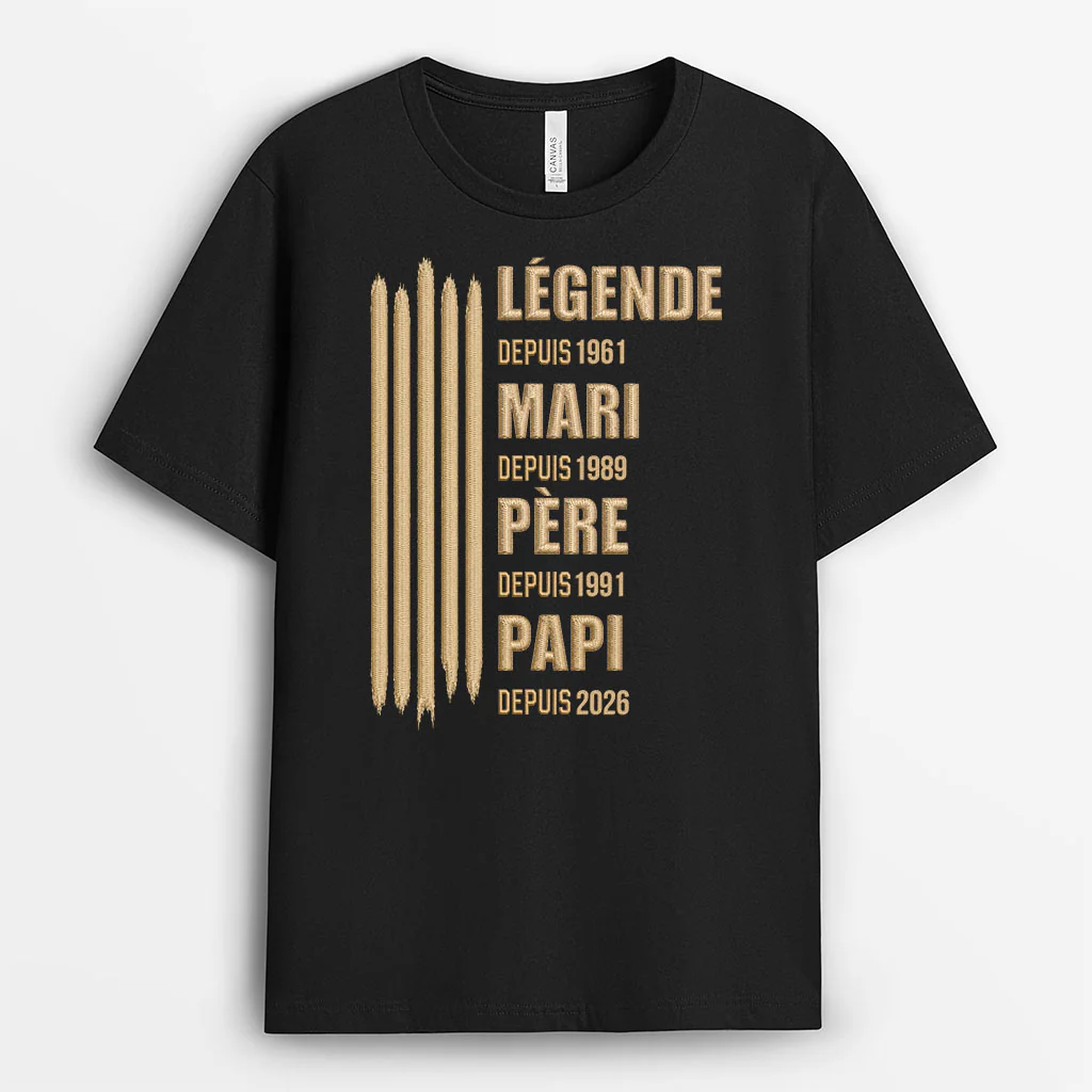 [Effet d'Impression 3D] Tee Shirt Personnalisé Papa Papy - Légende Mari Papa Papy