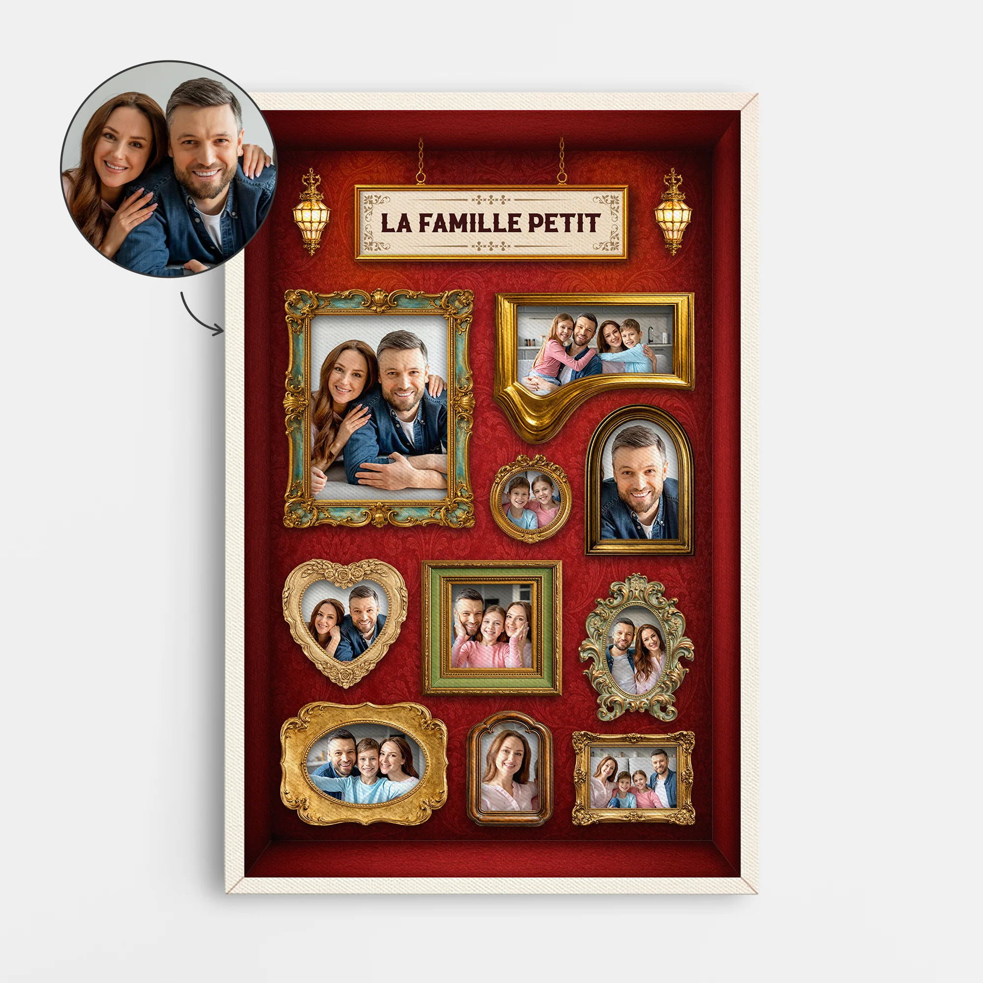 [Effet d'impression 3D] Toile Famille Personnalisable | Photo Notre Famille