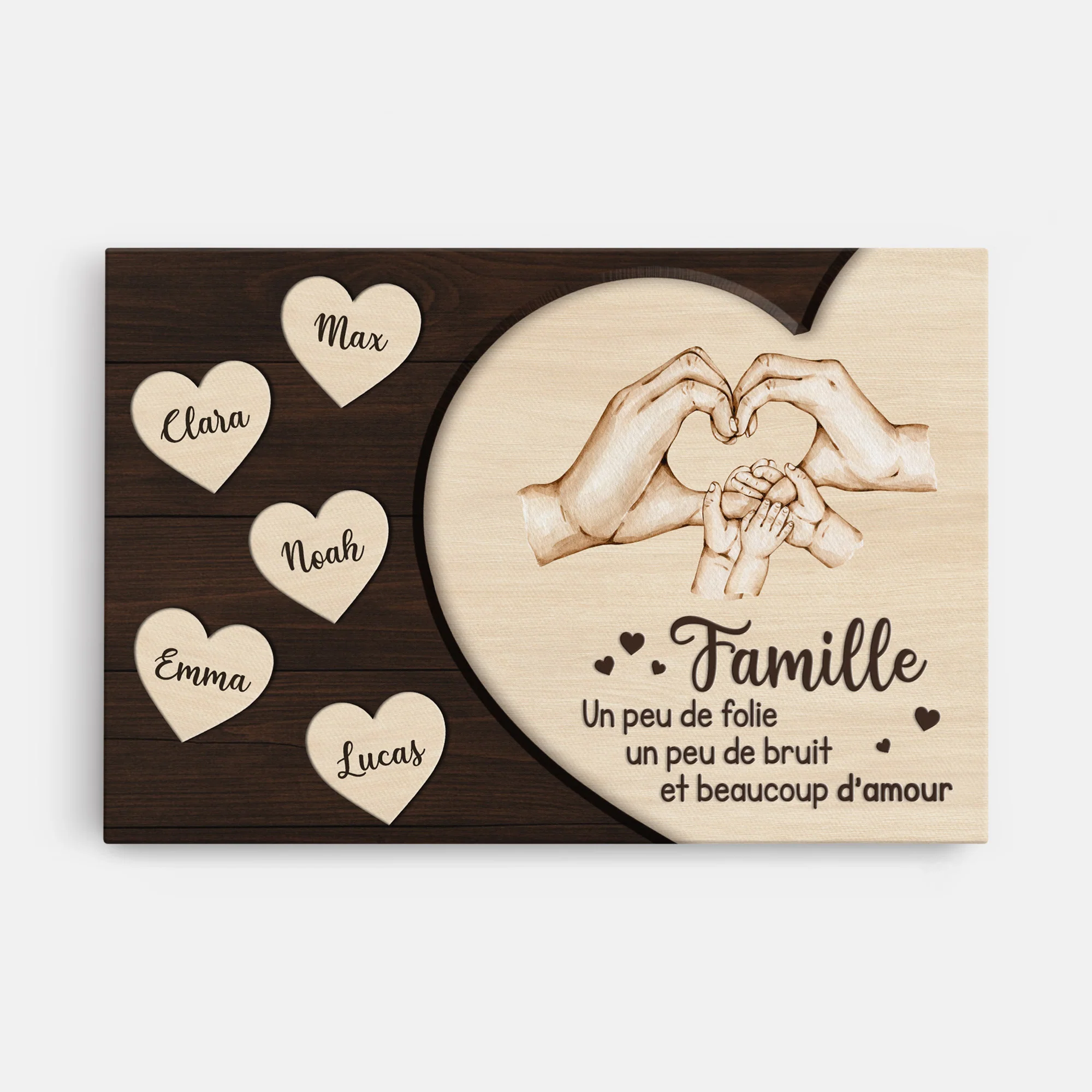 [Effet d'impression 3D] Tableau Fête Des Mères Personnalisé | Toile Amour De Maman Papa