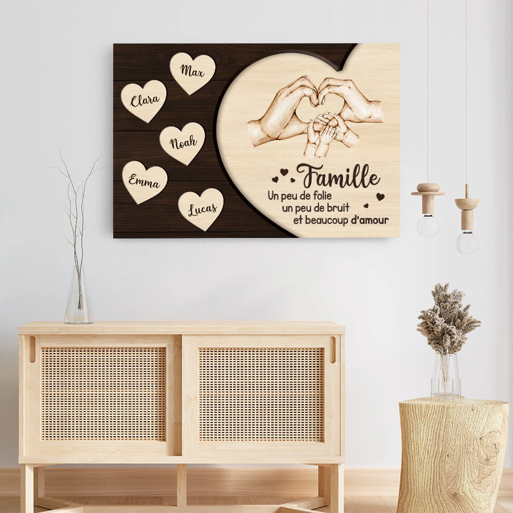[Effet d'impression 3D] Tableau Fête Des Mères Personnalisé | Toile Amour De Maman Papa - Image 3