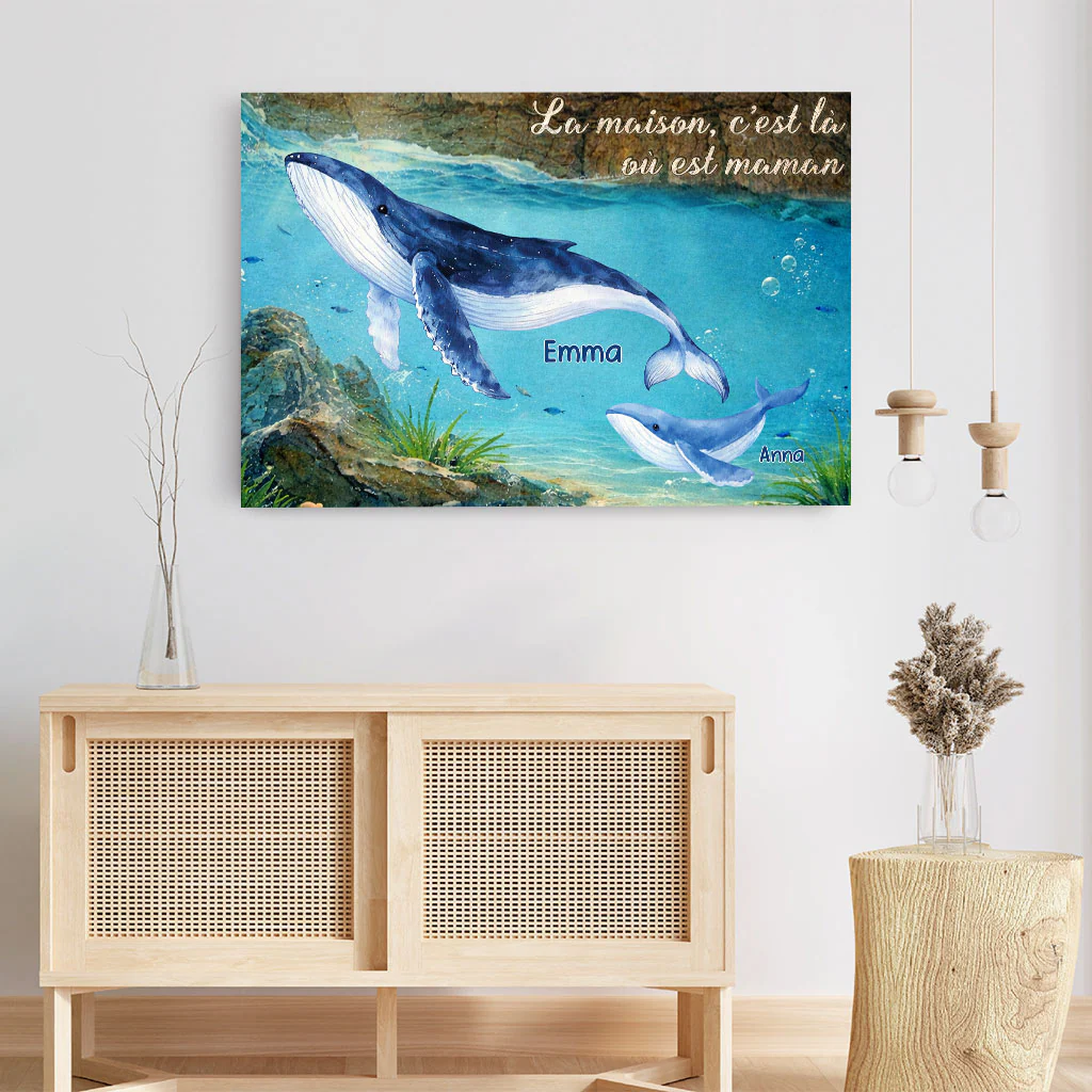 [Effet d'impression 3D] Toile Personnalisée Maman - La Maison Là Où Est Maman - Image 3