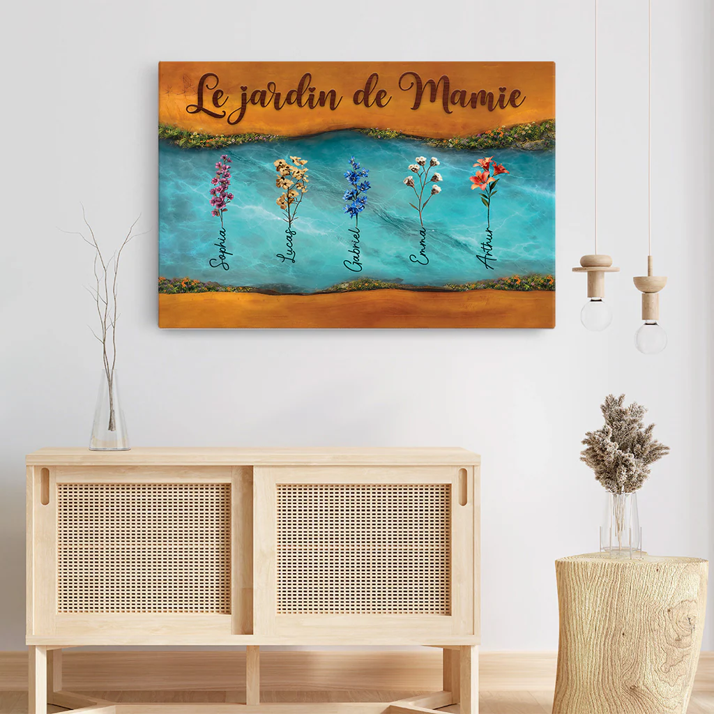 [Effet d'impression 3D] Tableau Personnalisé Maman | Toile Le Jardin De Mamie - Image 3