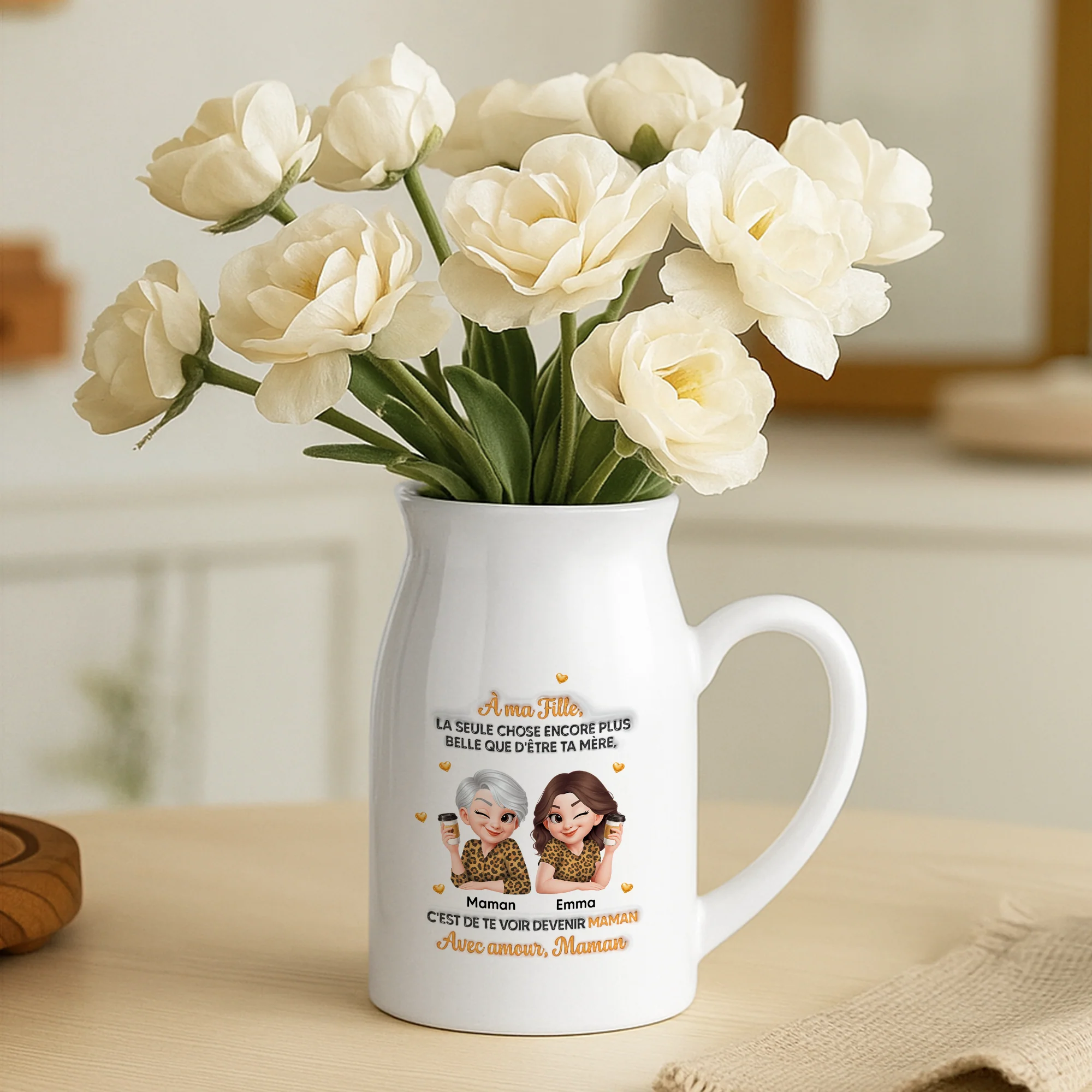 [Effet d'impression 3D] Vase Personnalisé | Fille Devenir Maman Mamie - Image 2