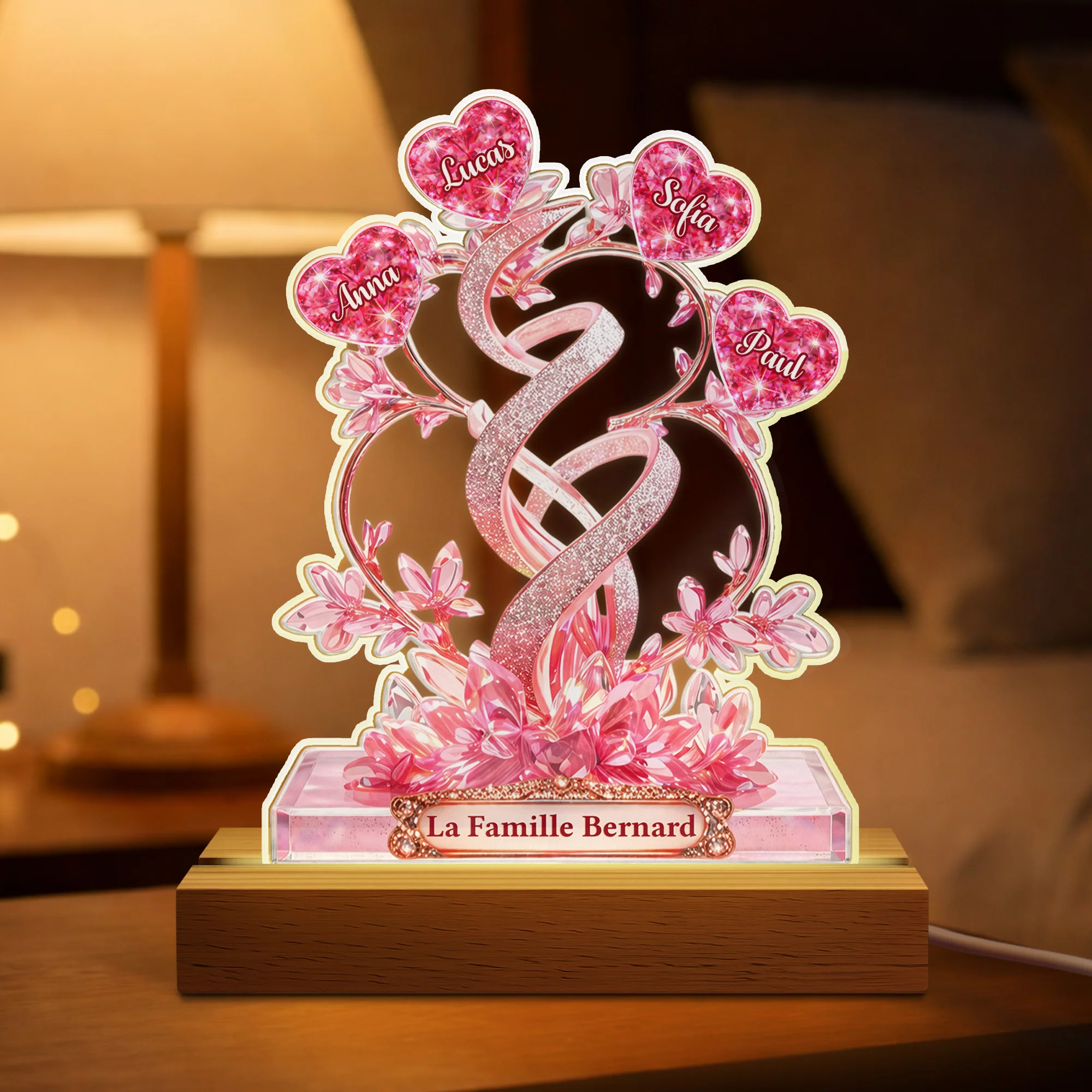 [Effet d'impression 3D] Veilleuse Personnalisée Prénom - Cadeau Original Pour Famille
