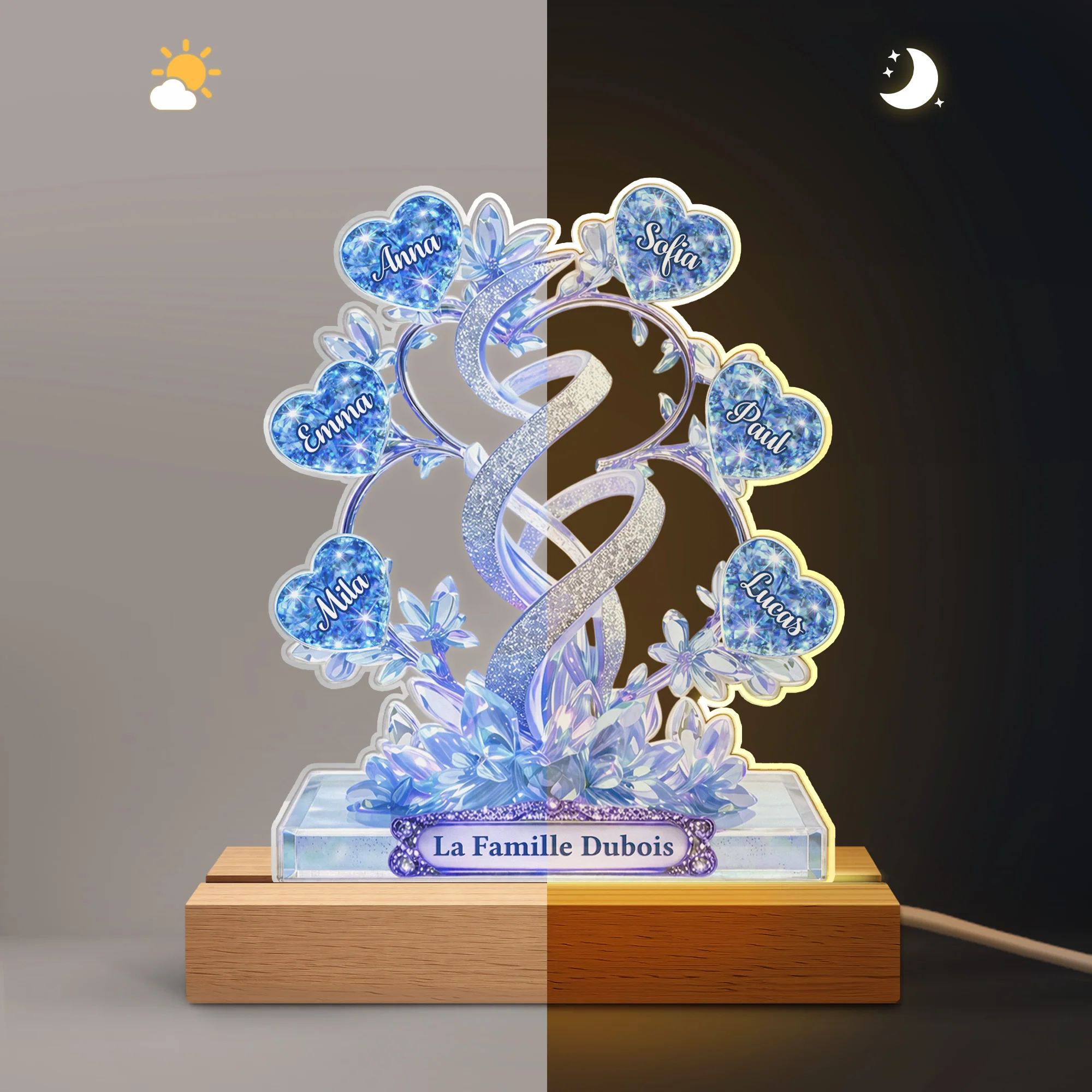 [Effet d'impression 3D] Veilleuse Personnalisée Prénom - Cadeau Original Pour Famille - Image 5