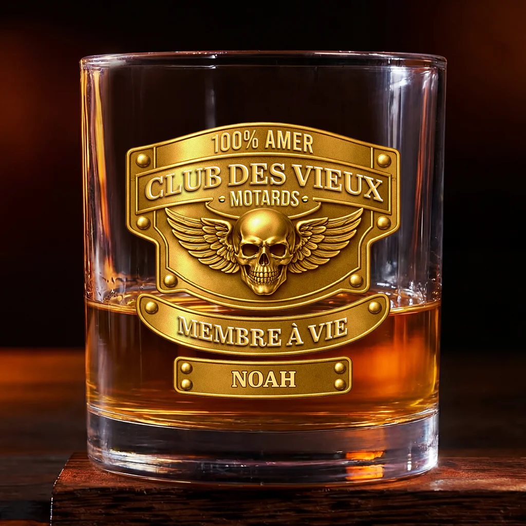 [Effet d'impression 3D] Verre À Whisky Personnalisé Homme - Cadeau Vieux Motards