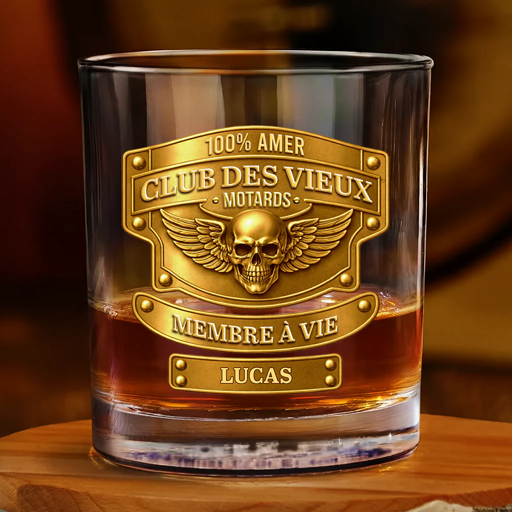 [Effet d'impression 3D] Verre À Whisky Personnalisé Homme - Cadeau Vieux Motards - Image 2