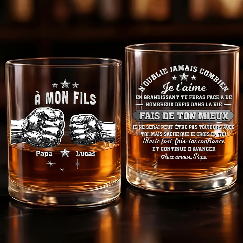 [Effet d'Impression 3D] Verre Whisky Personnalisable - À Mon Fils/Petit-fils/Fille/Petite-fille Je Crois En Toi