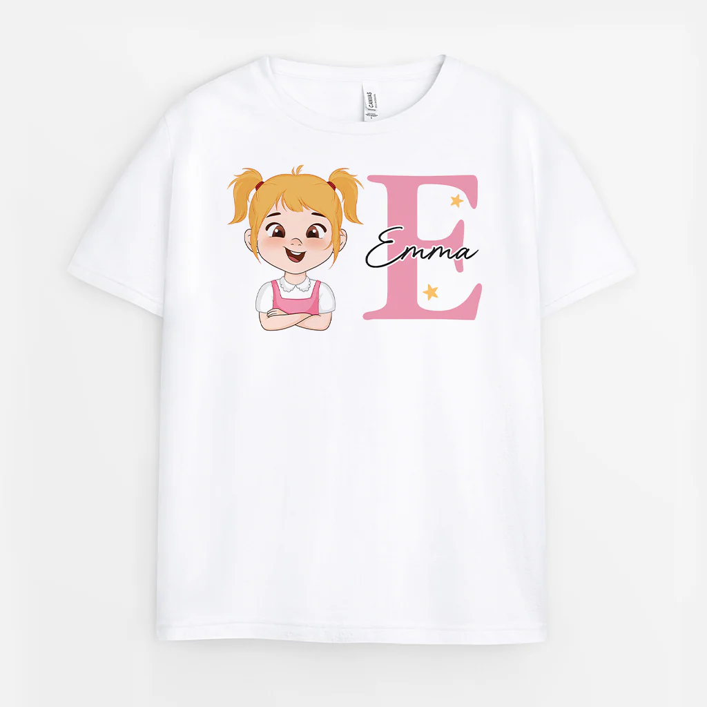 T-Shirt Enfant Chat Personnalisé | Enfant Avec Lettre