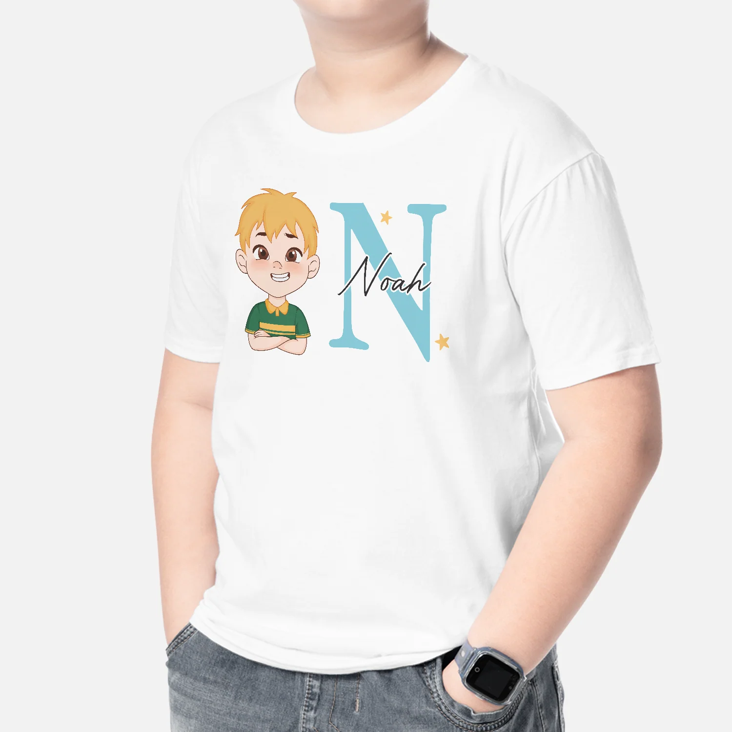 T-Shirt Enfant Chat Personnalisé | Enfant Avec Lettre - Image 2