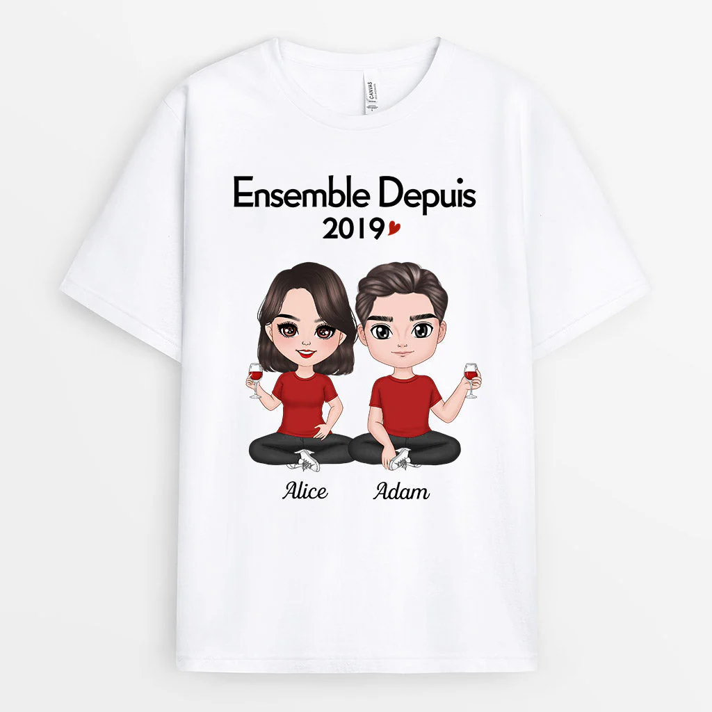 T-shirt Personnalisé pour Couples Amoureux - Ensemble Depuis