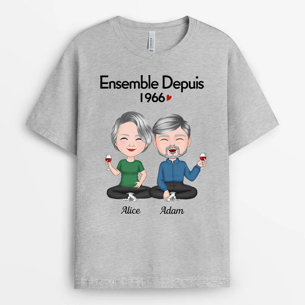 T-shirt Personnalisé pour Couples Amoureux - Ensemble Depuis - Image 2